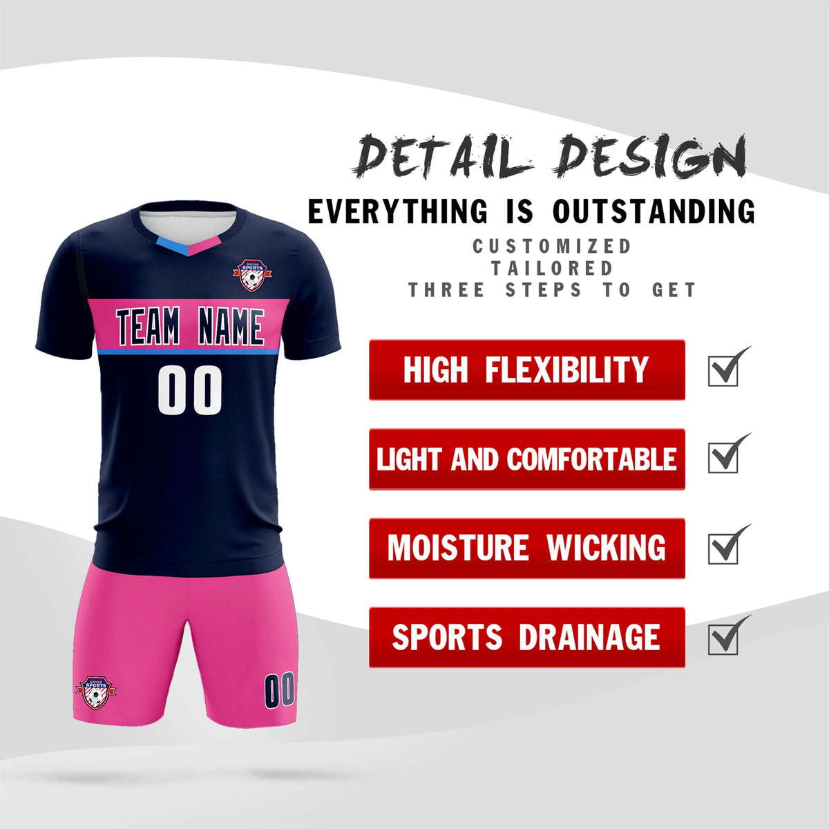 Custom Navy Classic Sports kit Football Shirt Jersey