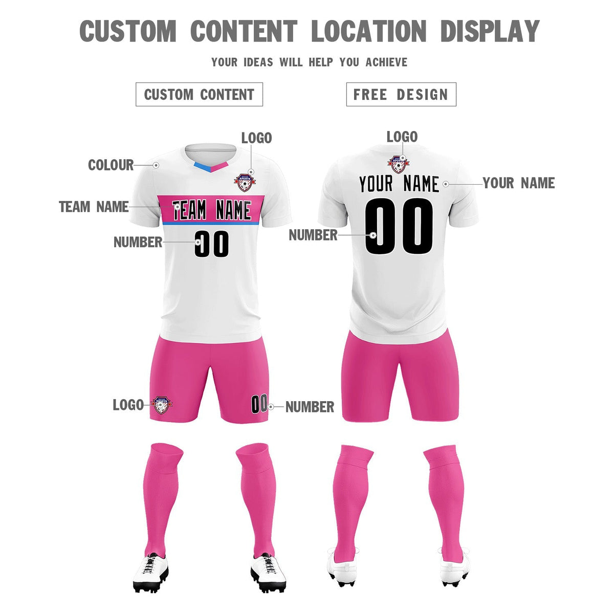 Custom White Classic Sports kit Football Shirt Jersey