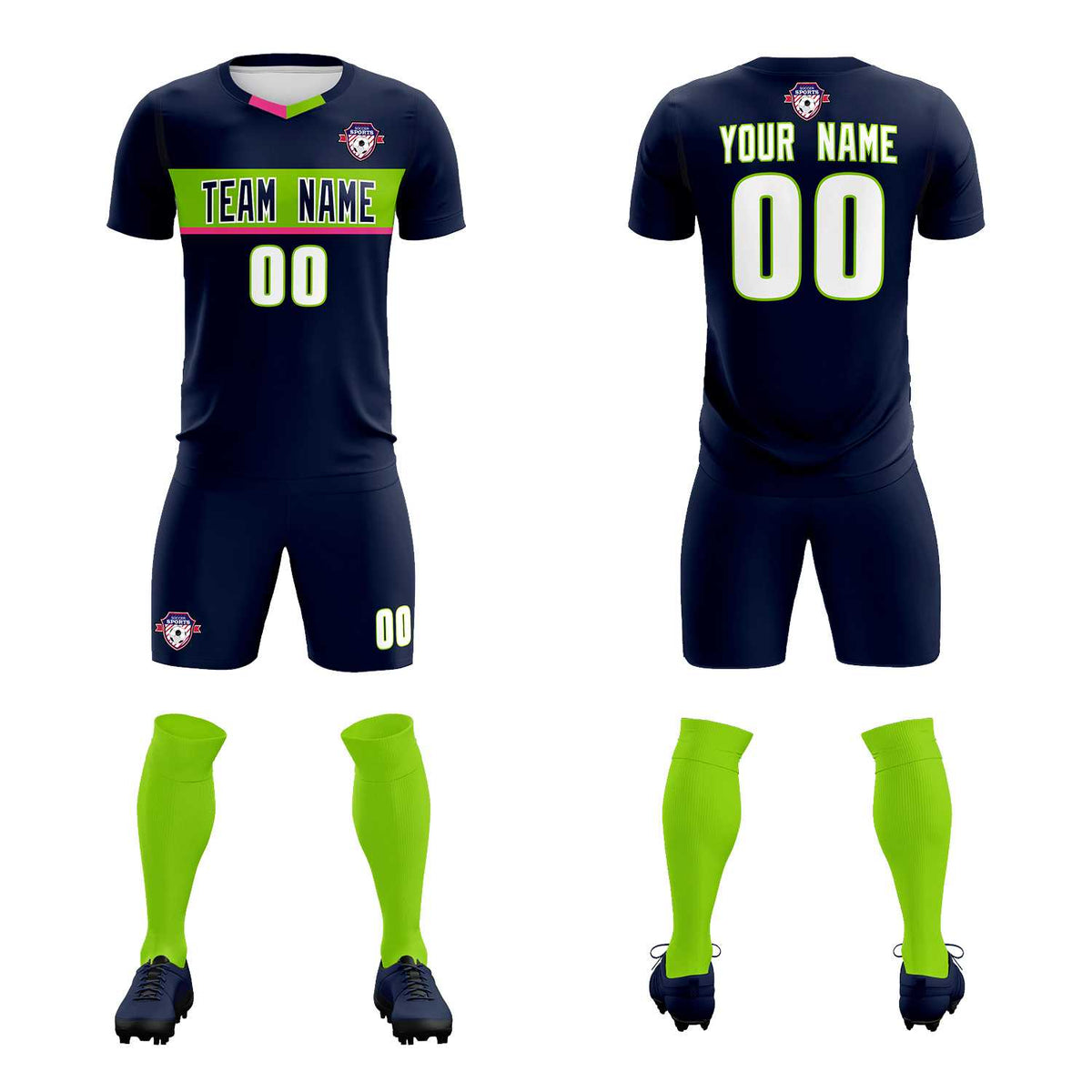 Custom Navy Classic Sports kit Football Shirt Jersey