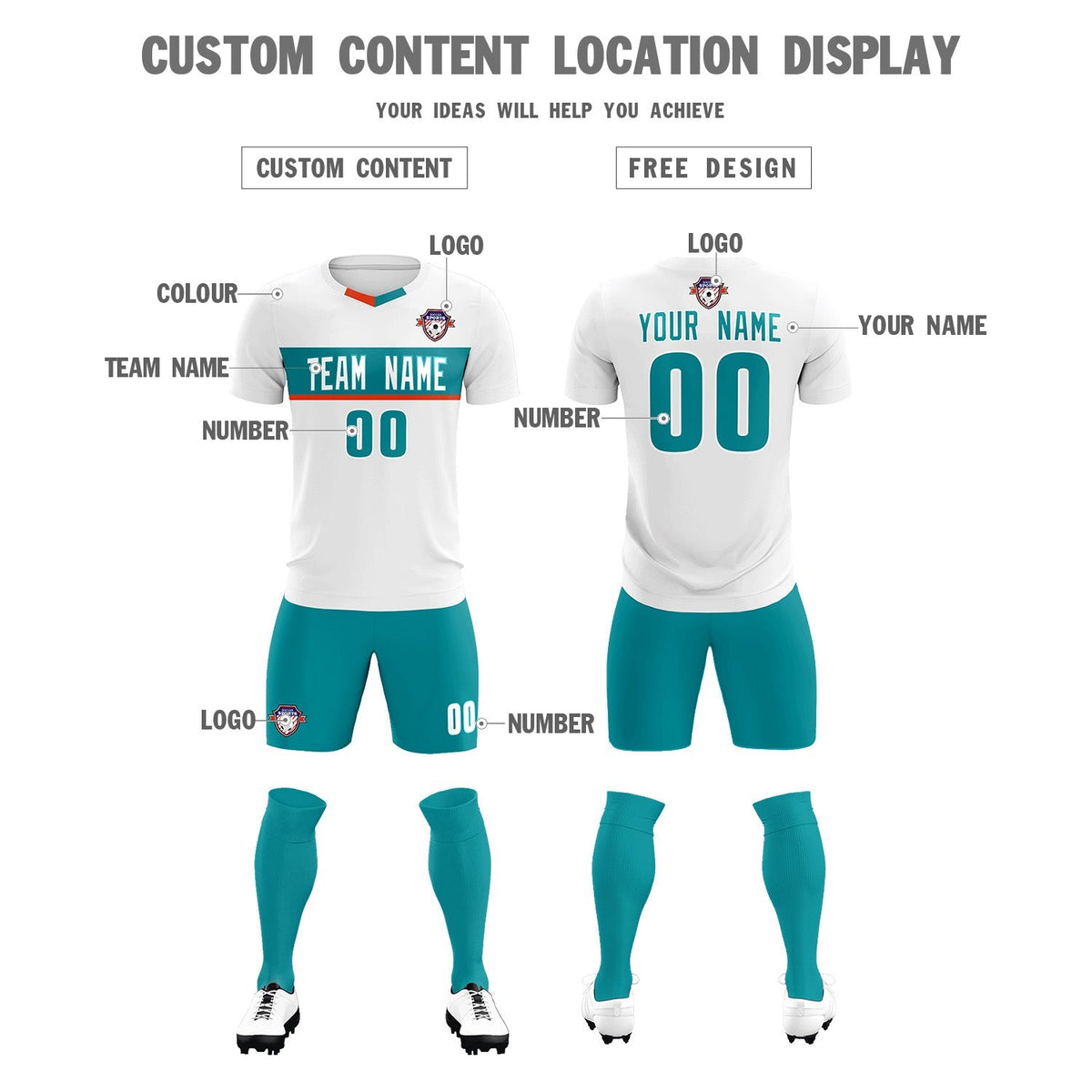 Custom White Classic Sports Sets Soccer Shirt Jersey