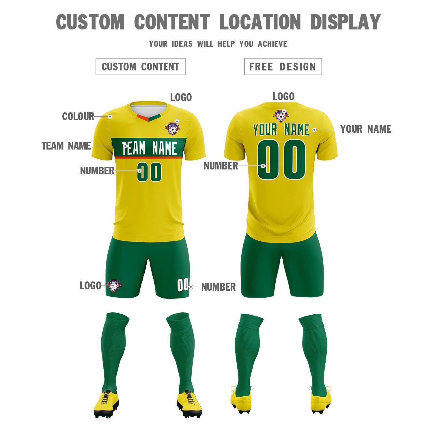 Custom Gold Classic Sports kit Football Shirt Jersey