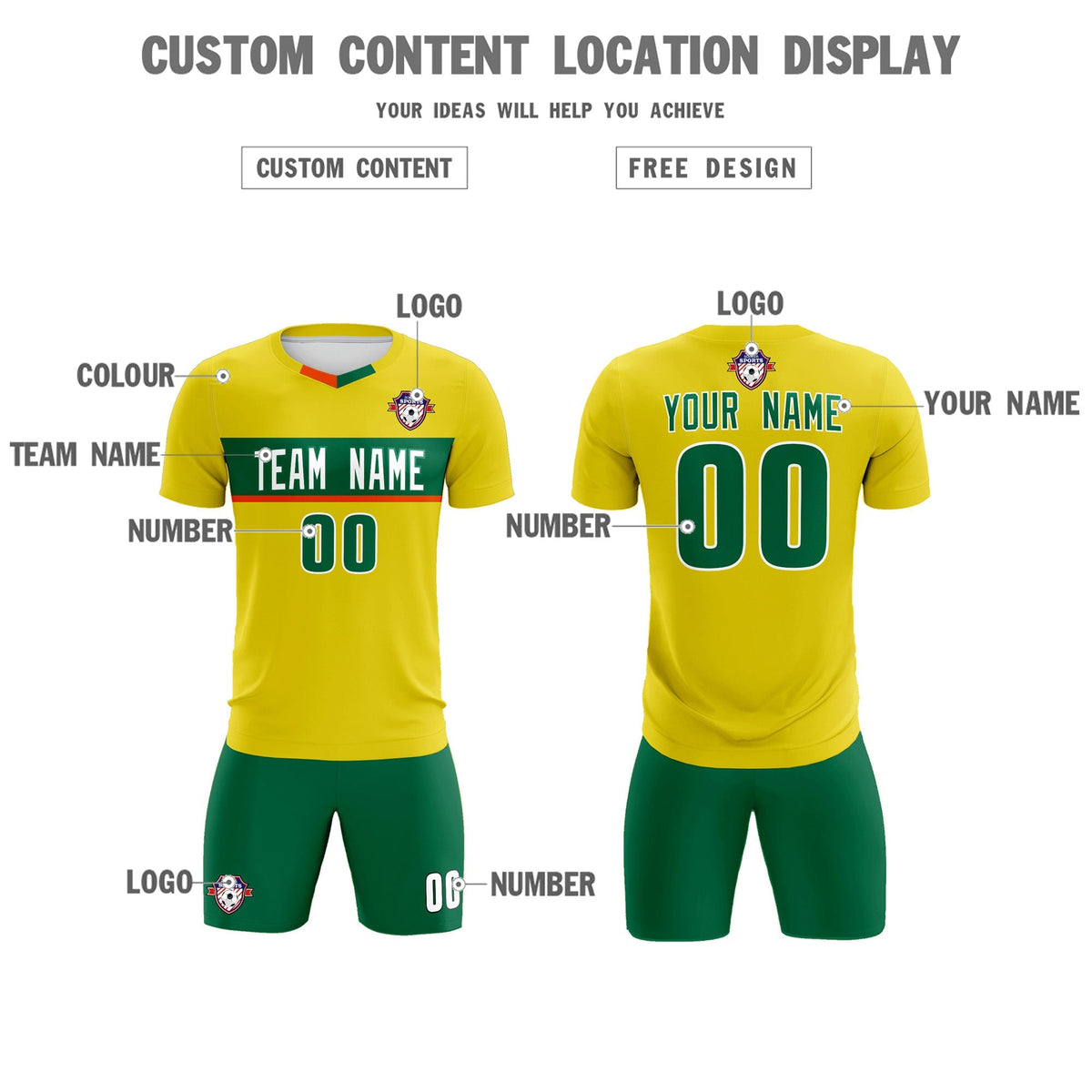 Custom Gold Classic Sports kit Football Shirt Jersey