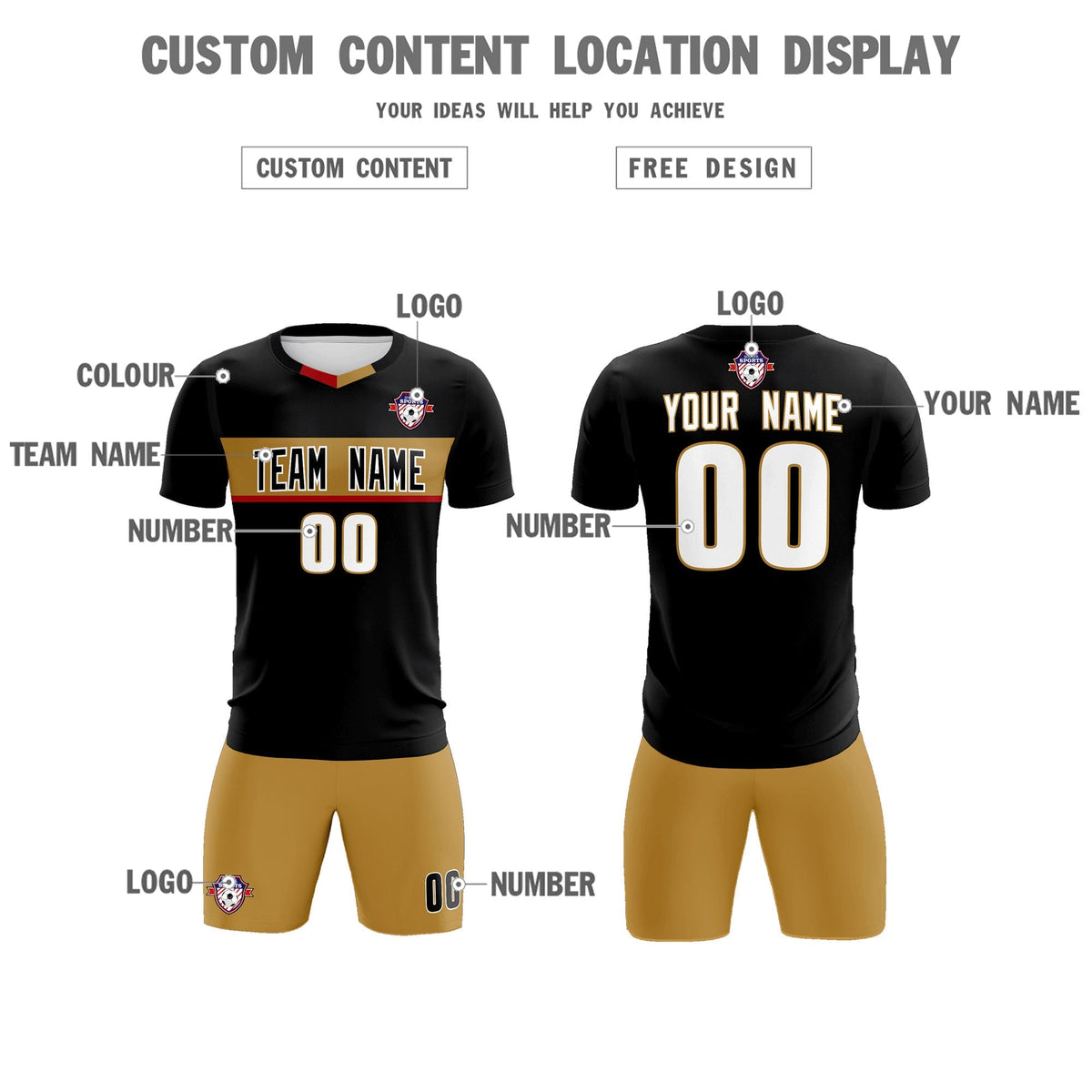 Custom Black Classic Sports kit Football Shirt Jersey