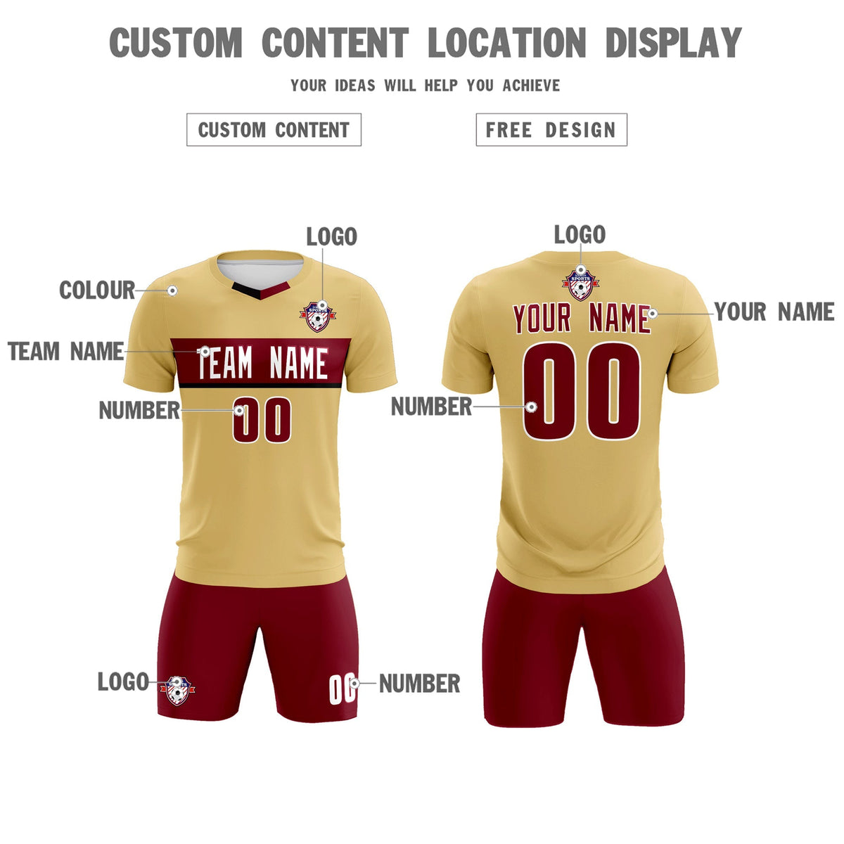 Custom Khaki Classic Sports kit Football Shirt Jersey