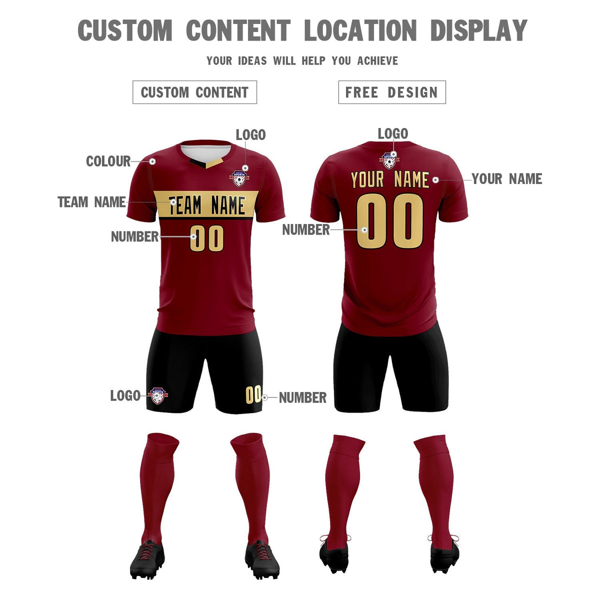 Custom Crimson Classic Sports kit Football Shirt Jersey