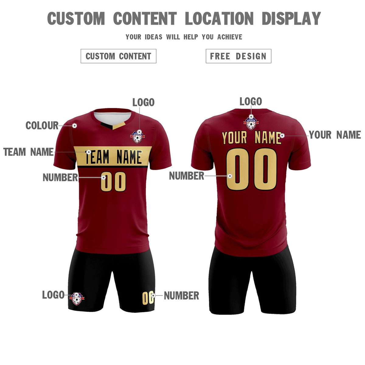 Custom Crimson Classic Sports kit Football Shirt Jersey