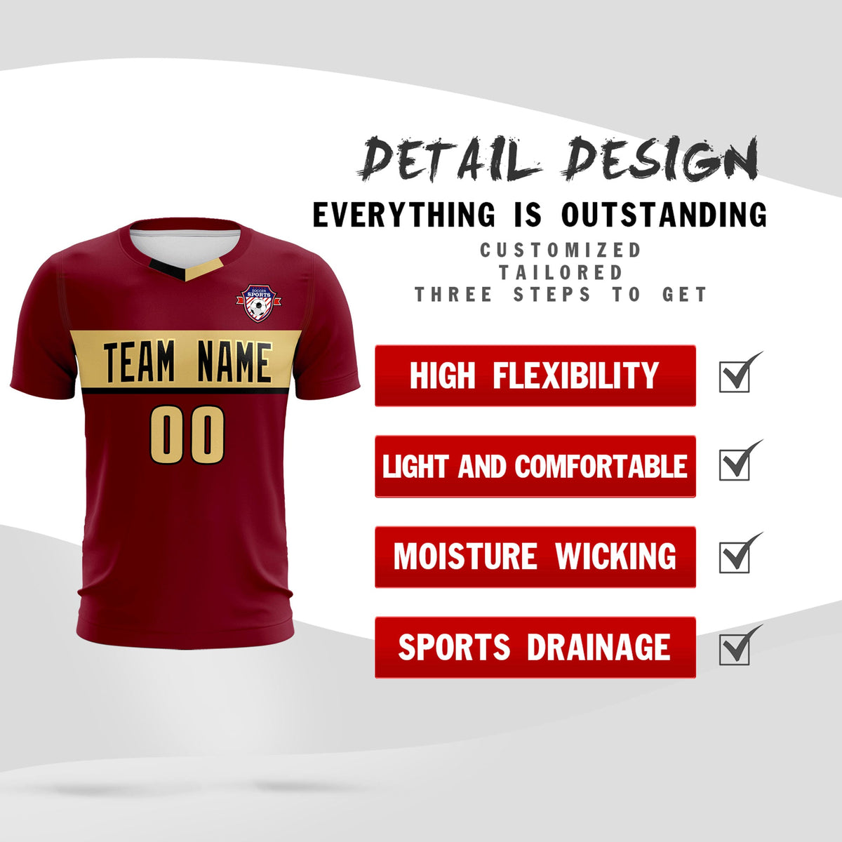 Custom Crimson Classic Sports kit Football Shirt Jersey