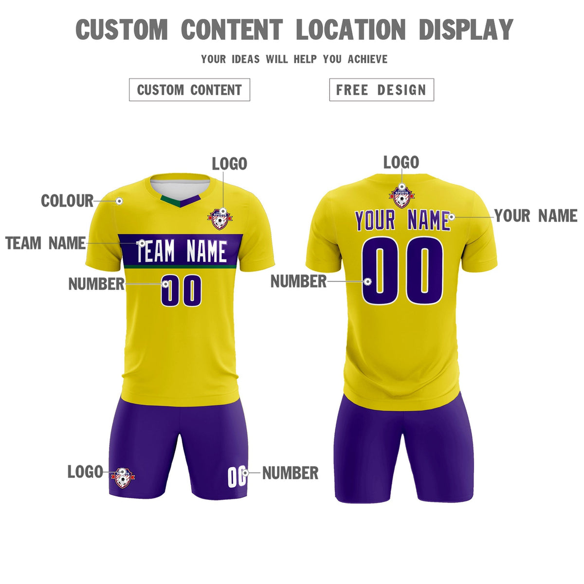 Custom Gold Classic Sports kit Football Shirt Jersey