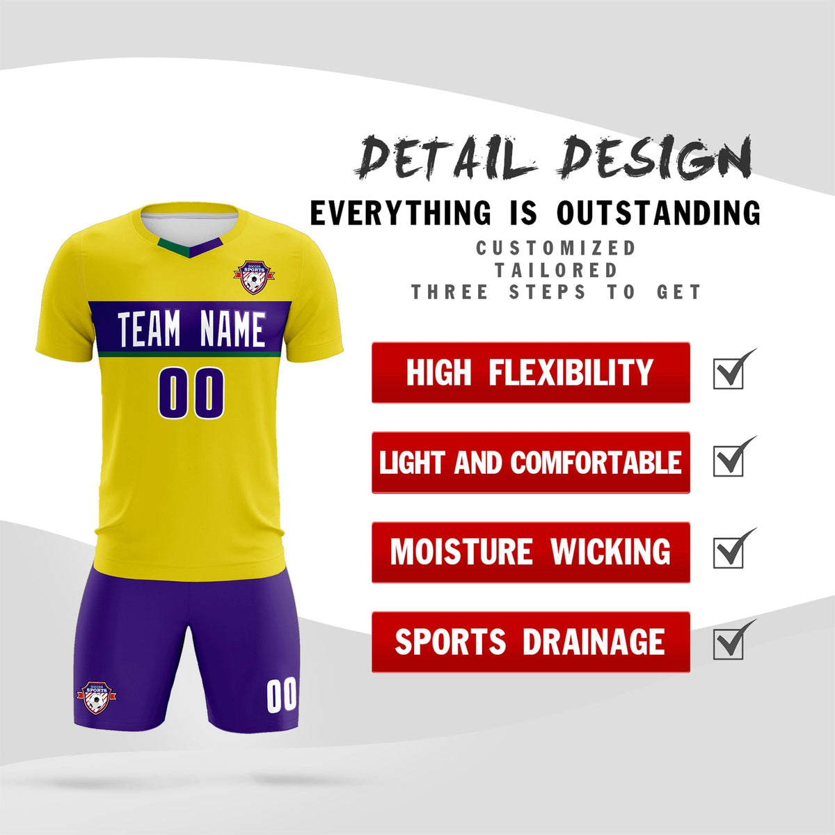 Custom Gold Classic Sports kit Football Shirt Jersey