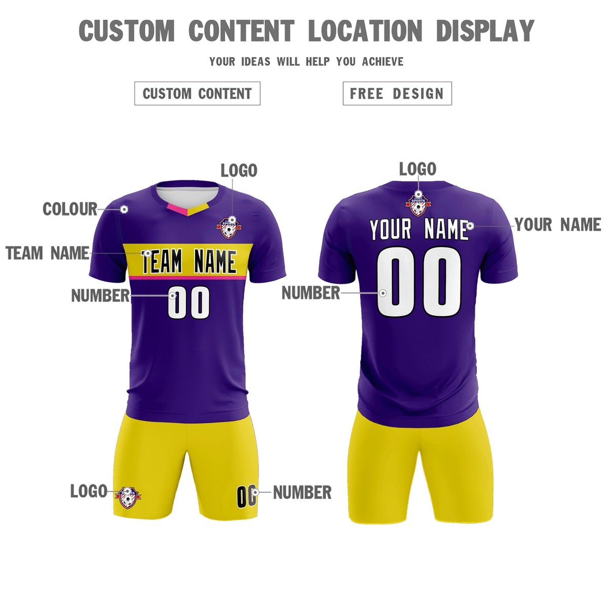 Custom Purple Classic Sports Sets Soccer Shirt Jersey