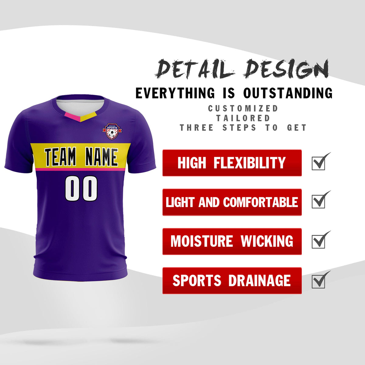 Custom Purple Classic Sports kit Football Shirt Jersey
