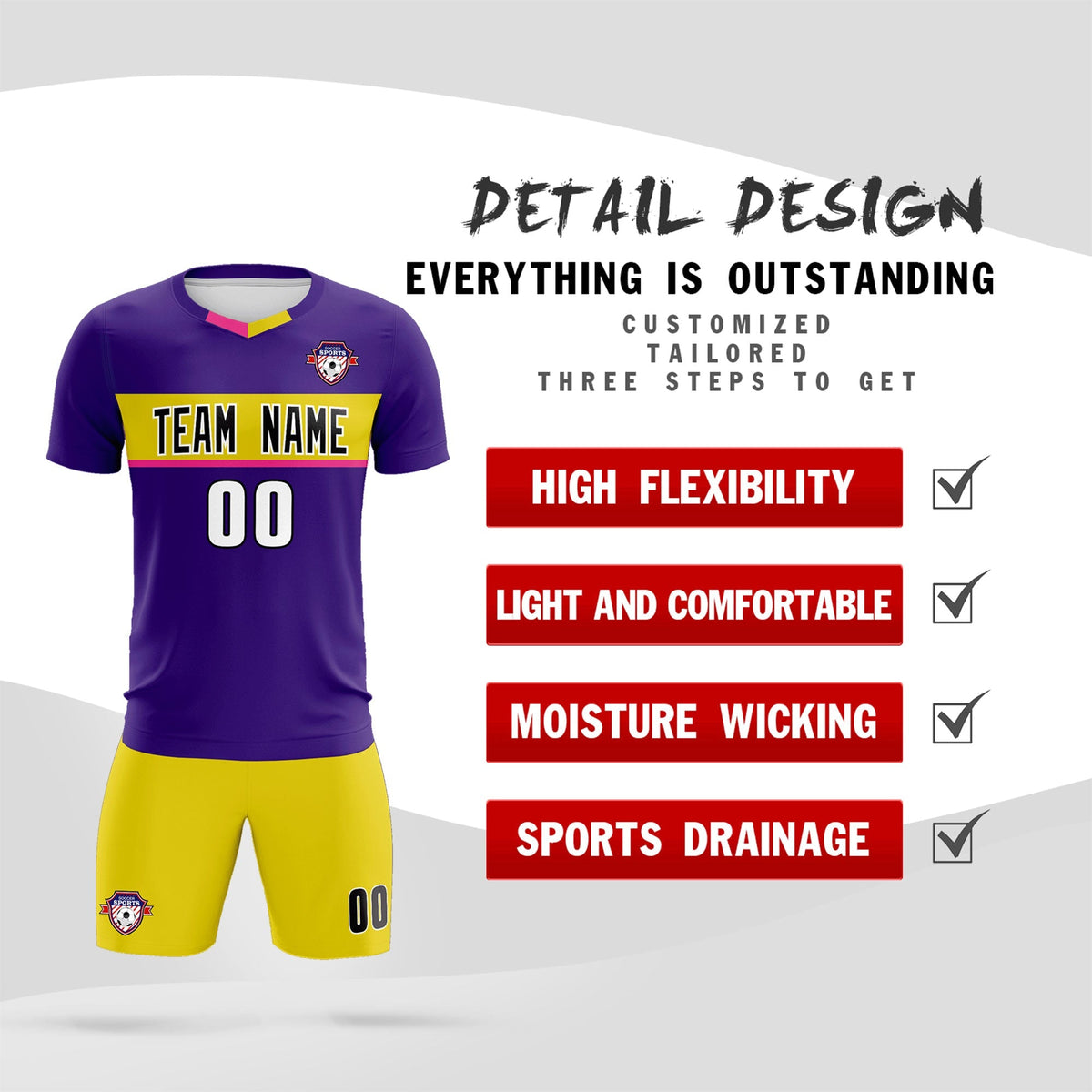 Custom Purple Classic Sports kit Football Shirt Jersey