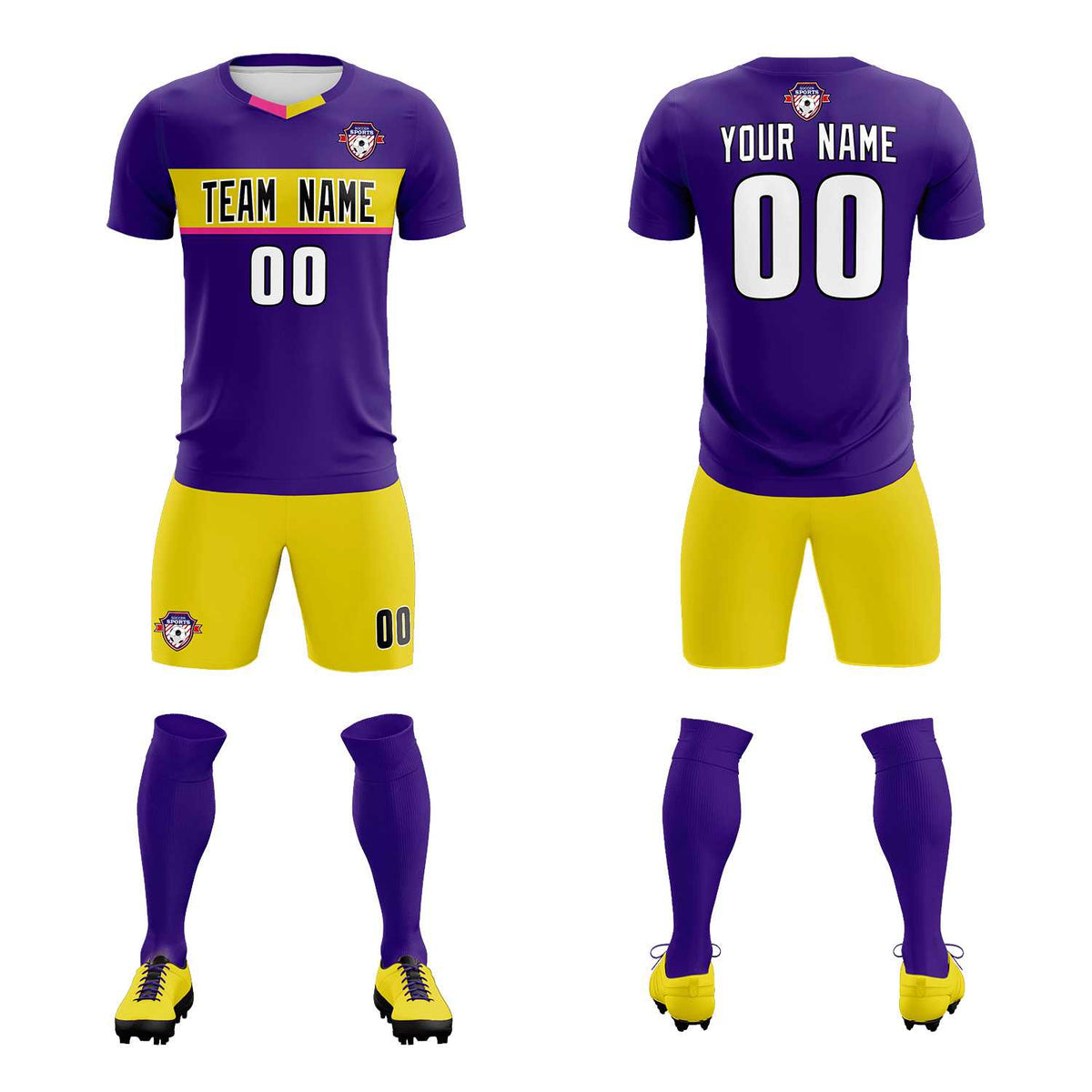 Custom Purple Classic Sports kit Football Shirt Jersey