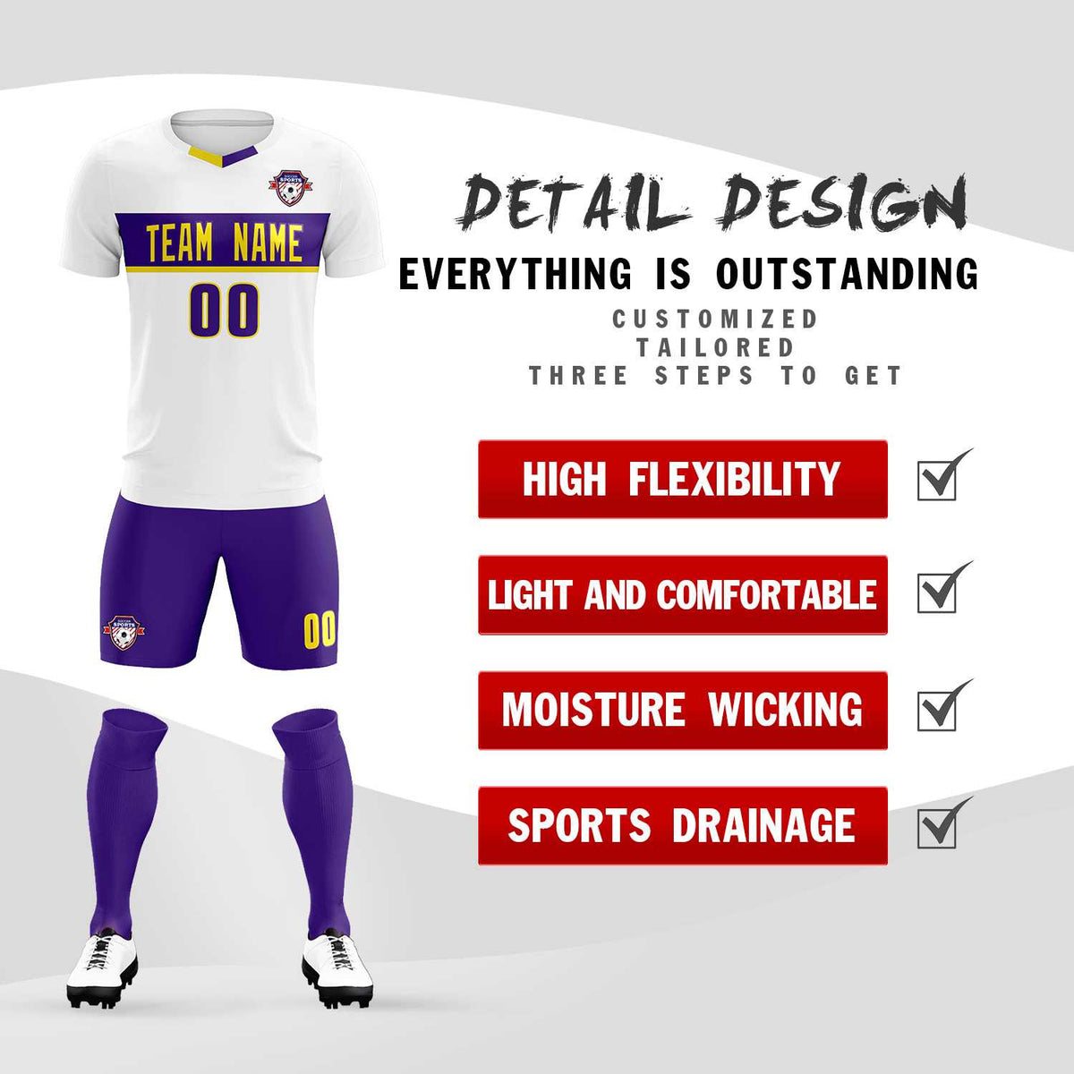 Custom White Classic Sports kit Football Shirt Jersey