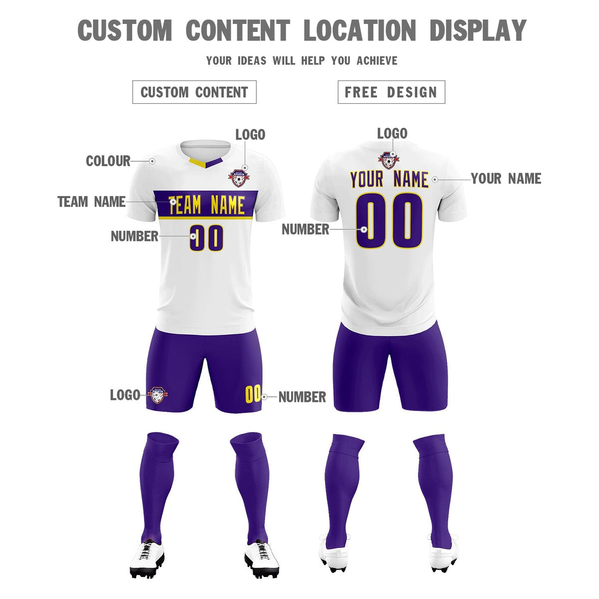 Custom White Classic Sports kit Football Shirt Jersey