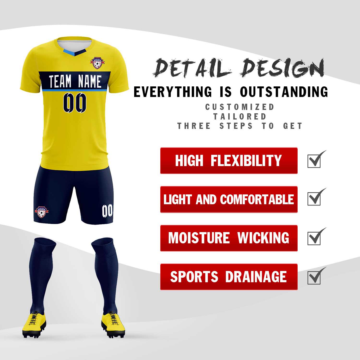 Custom Gold Classic Sports kit Football Shirt Jersey