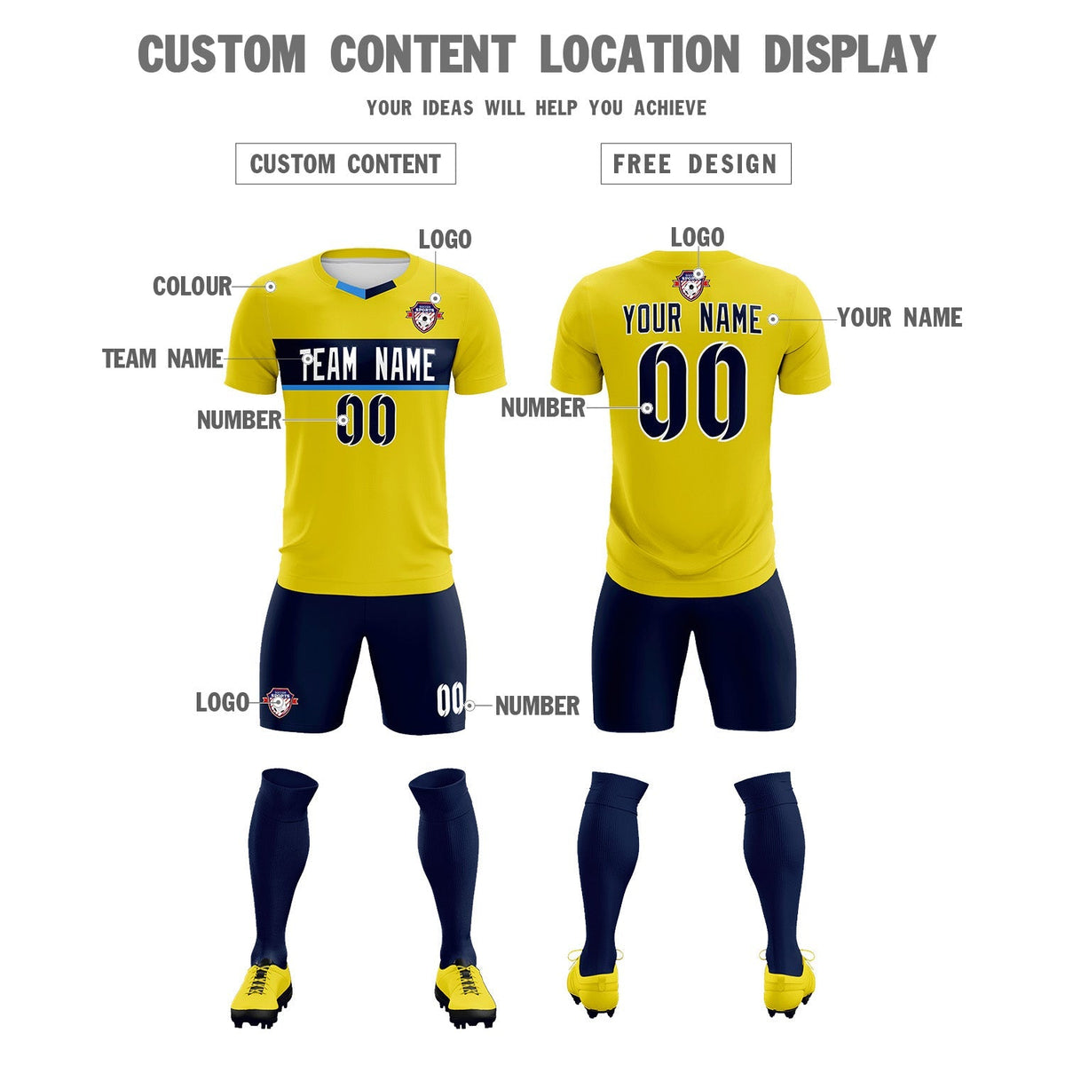 Custom Gold Classic Sports kit Football Shirt Jersey