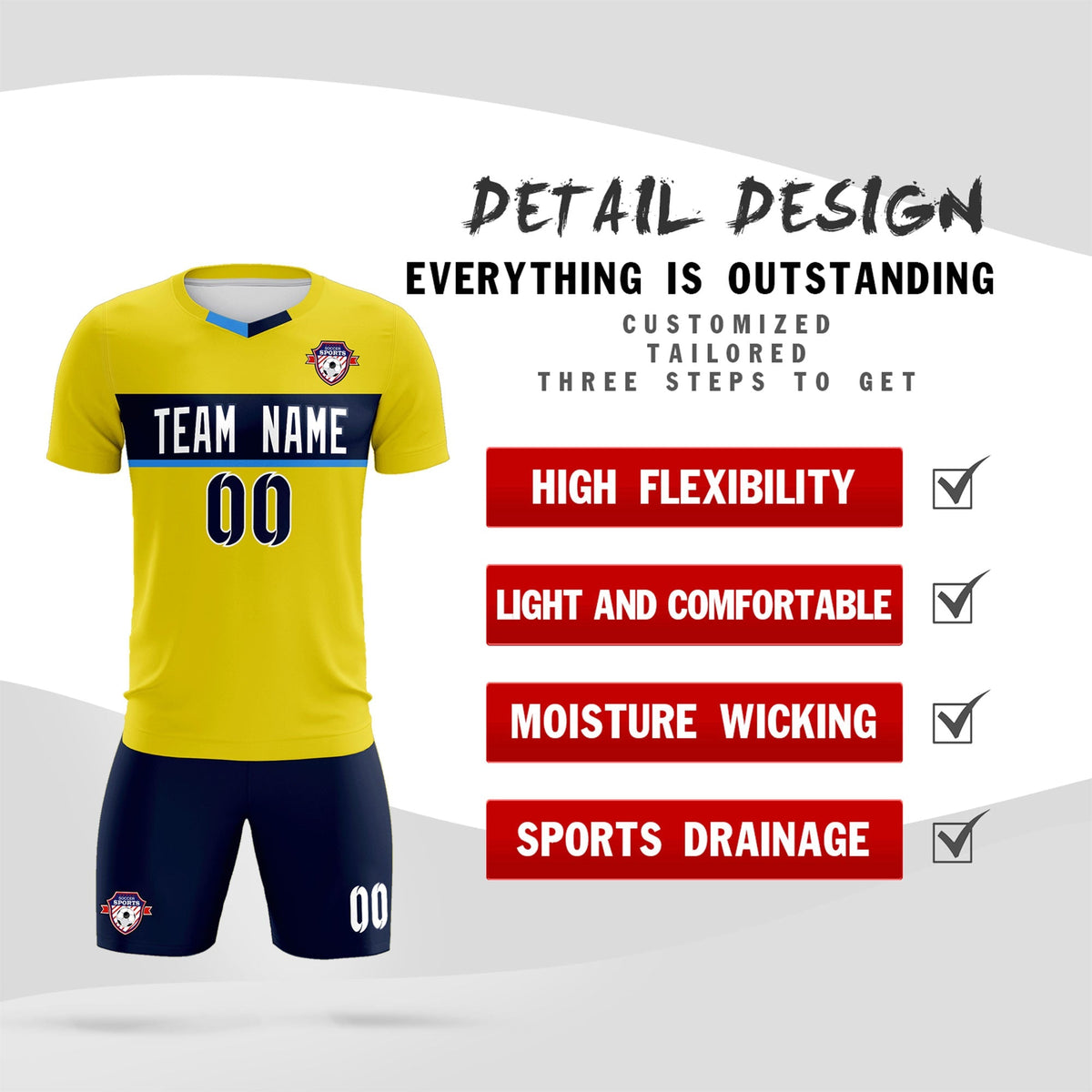 Custom Gold Classic Sports kit Football Shirt Jersey