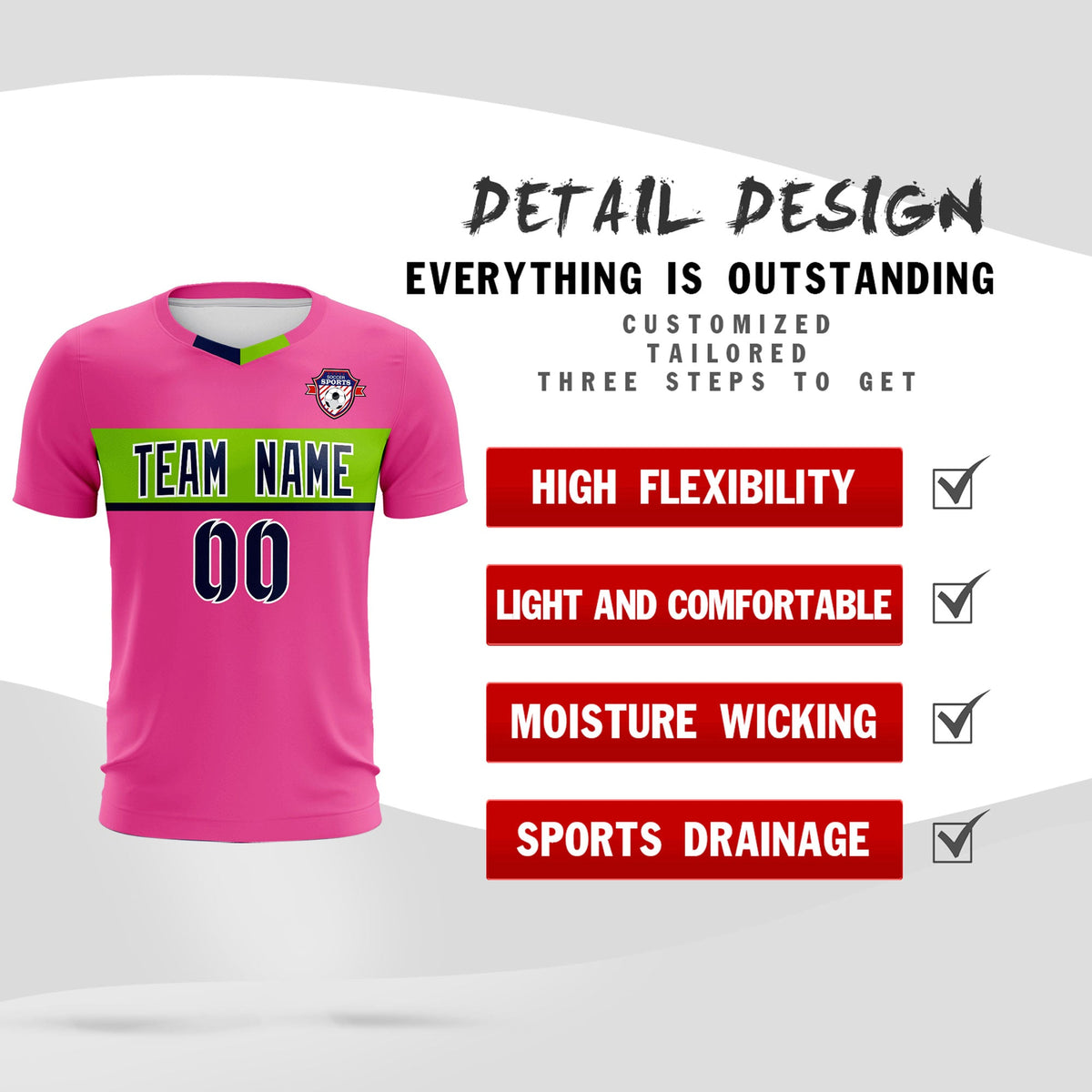 Custom Pink Classic Sports kit Football Shirt Jersey