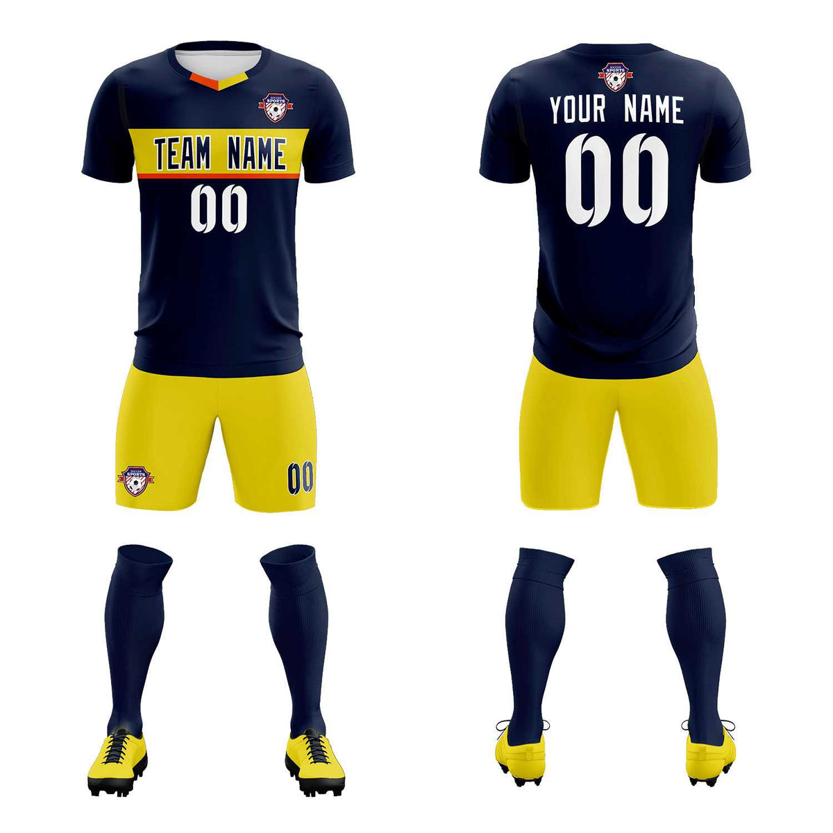 Custom Navy Classic Sports kit Football Shirt Jersey