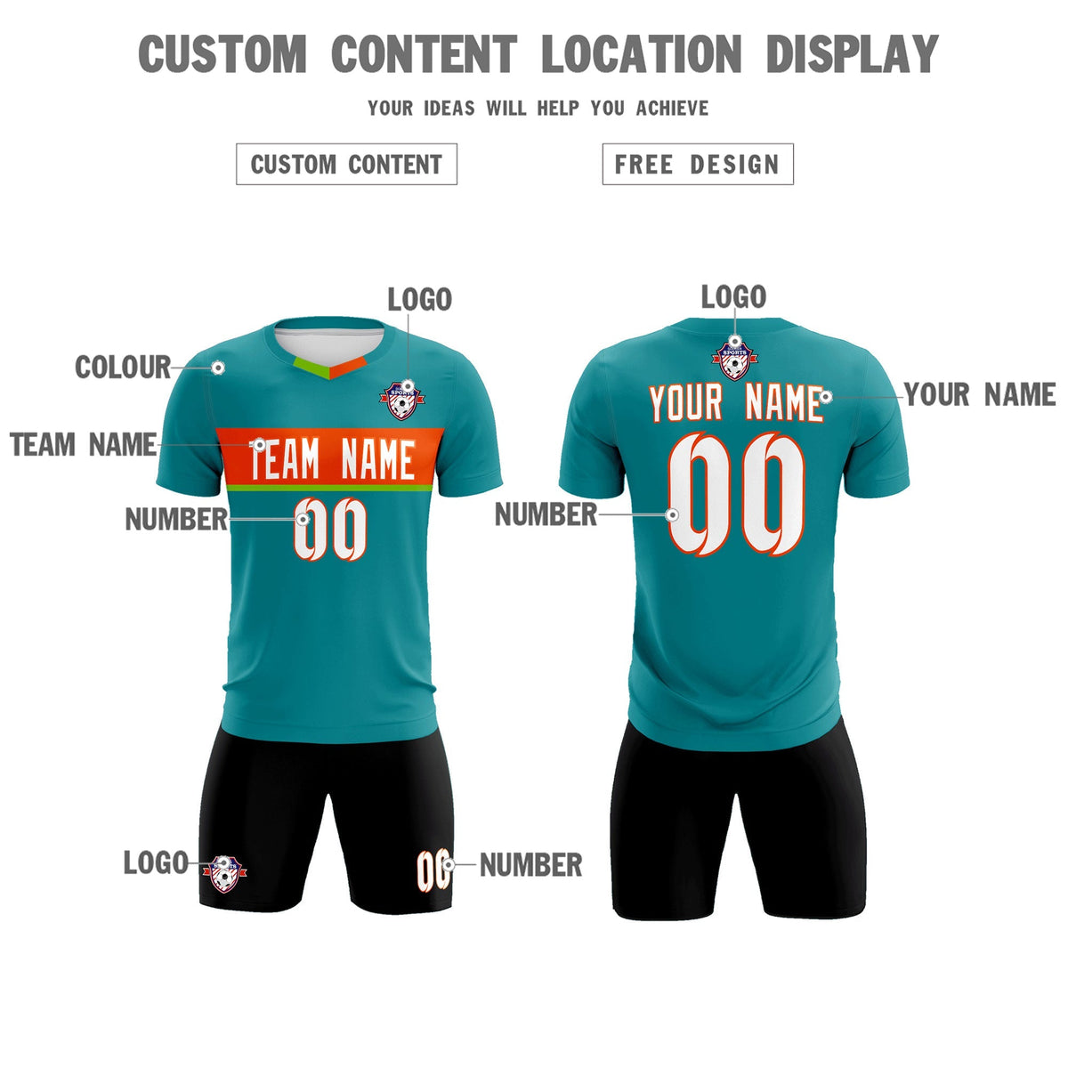Custom Aqua Classic Sports kit Football Shirt Jersey