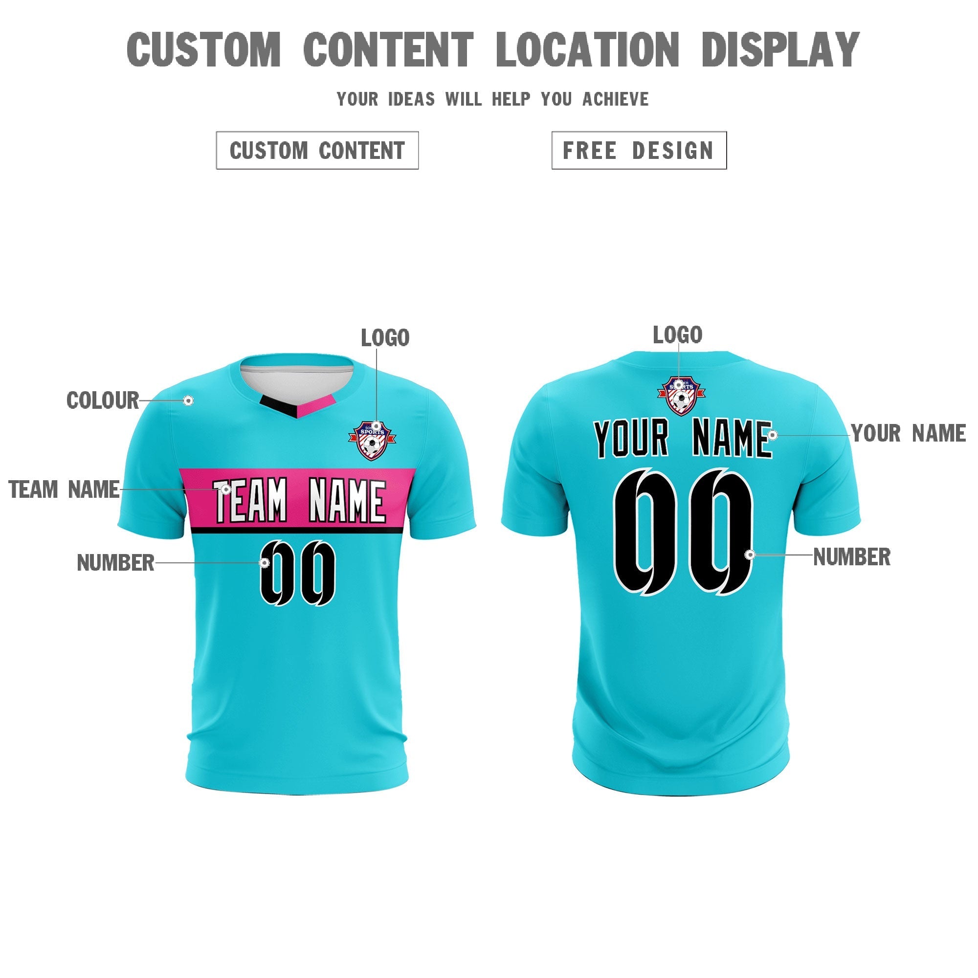 Custom Sky Blue Classic Sports kit Football Shirt Jersey