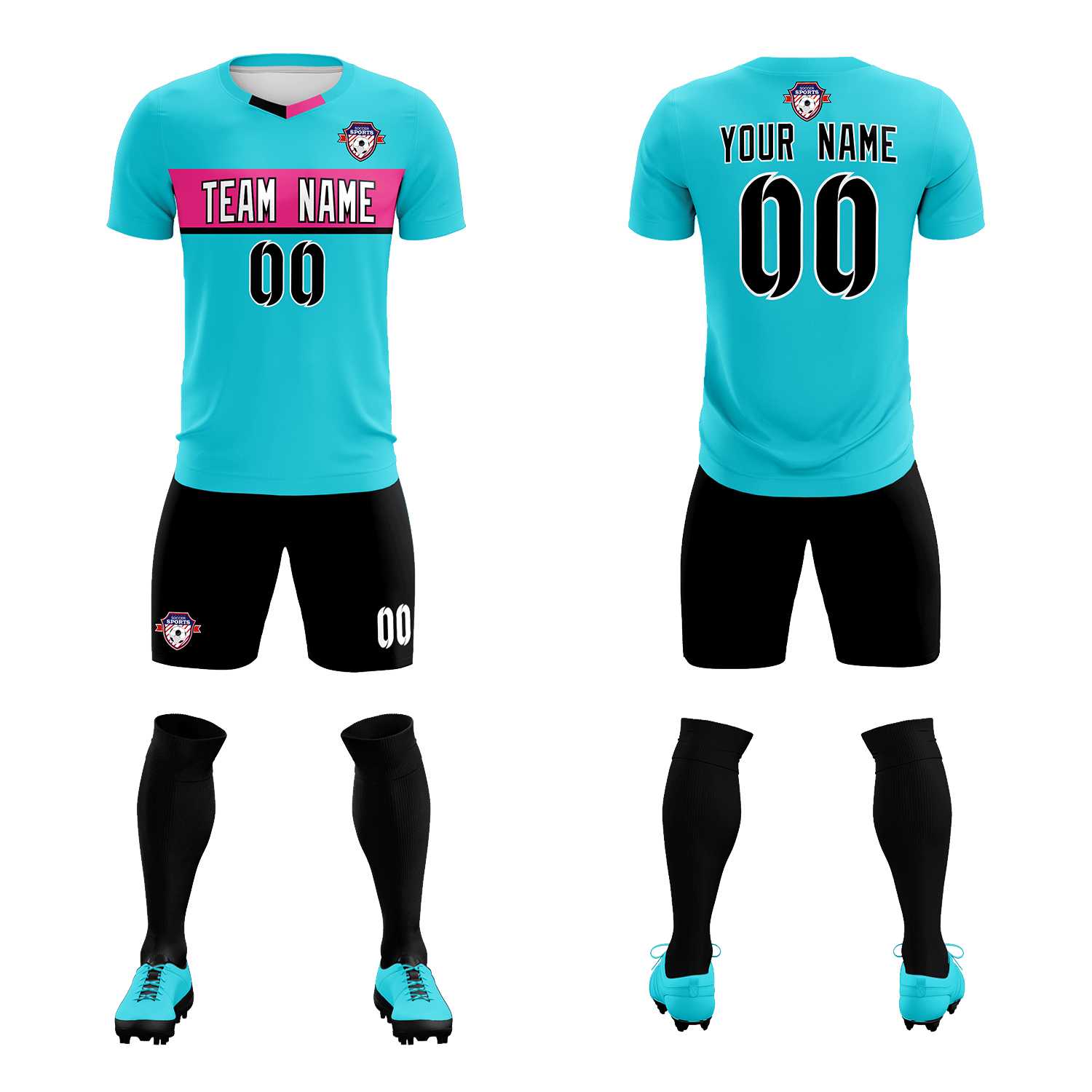 Custom Sky Blue Classic Sports kit Football Shirt Jersey
