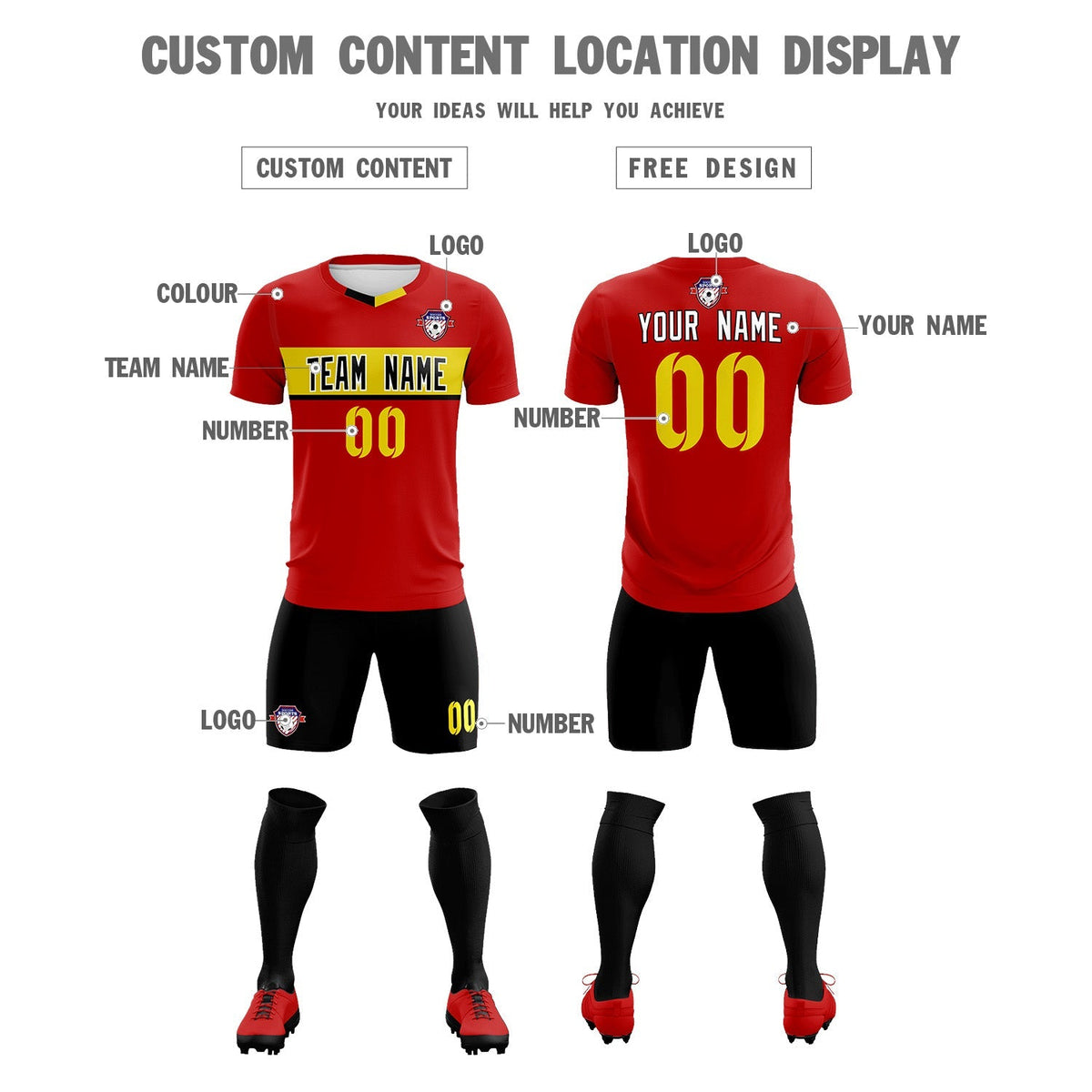 Custom Red Classic Sports kit Football Shirt Jersey