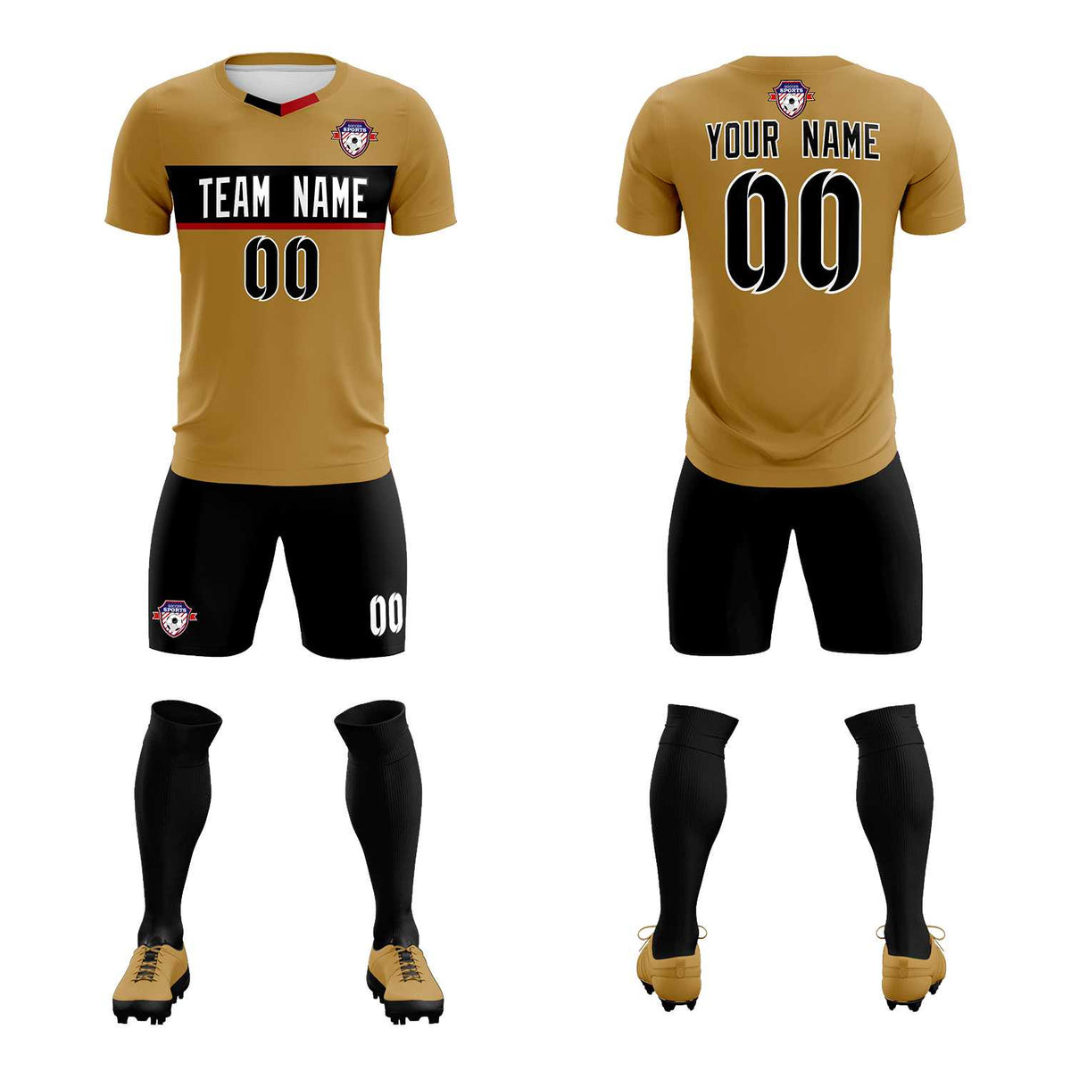 Custom Old Gold Classic Sports kit Football Shirt Jersey