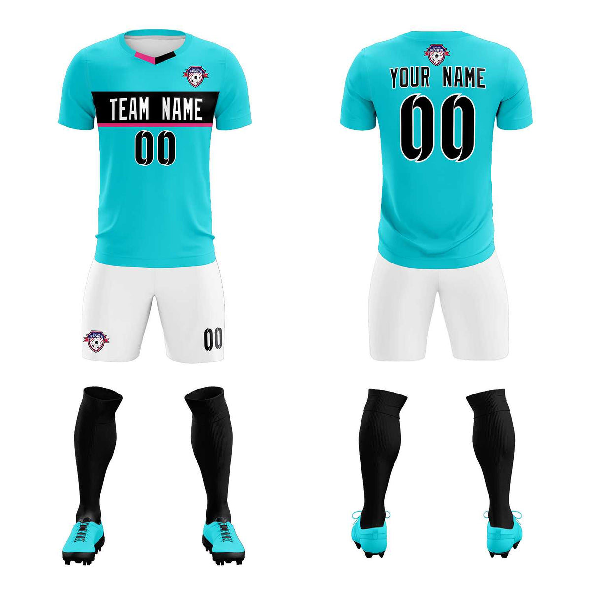 Custom Sky Blue Classic Sports Sets Soccer Shirt Jersey