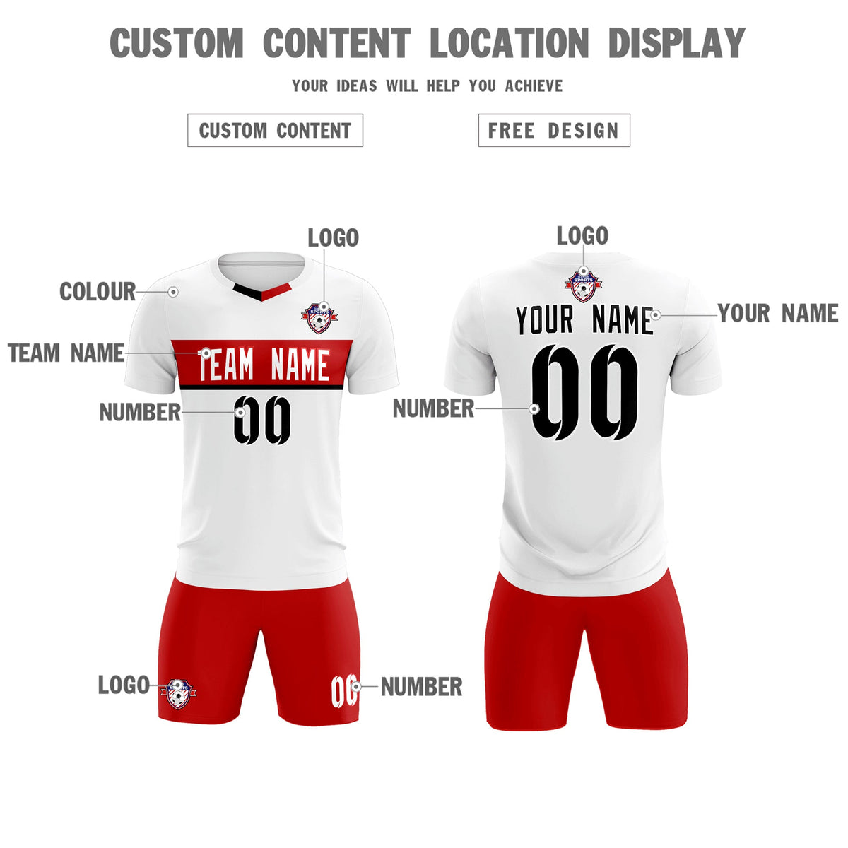 Custom White Classic Sports kit Football Shirt Jersey