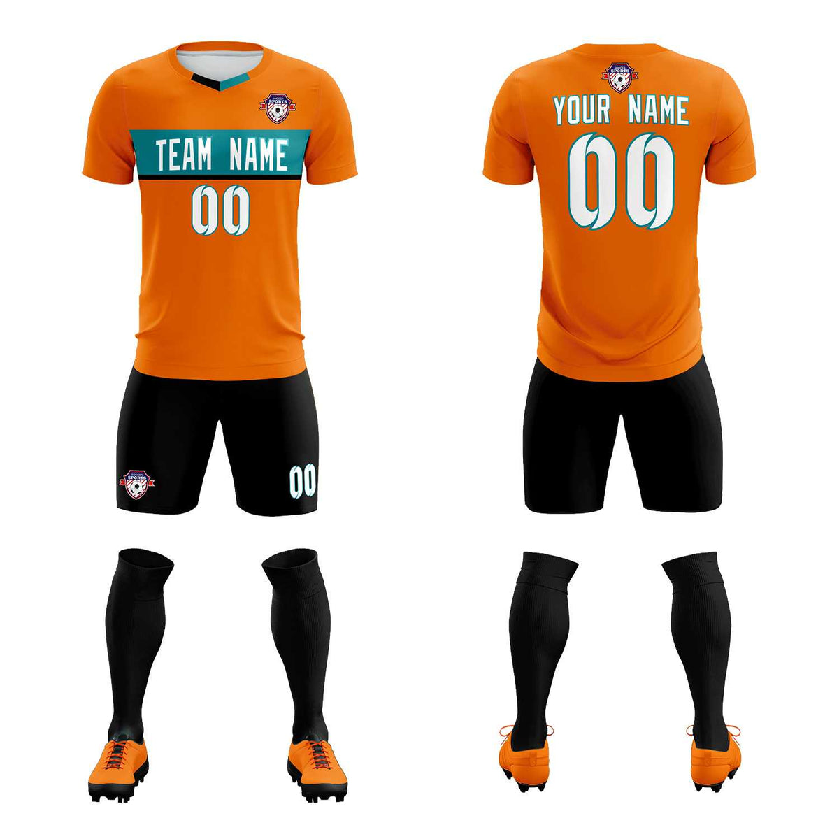 Custom Orange Classic Sports kit Football Shirt Jersey