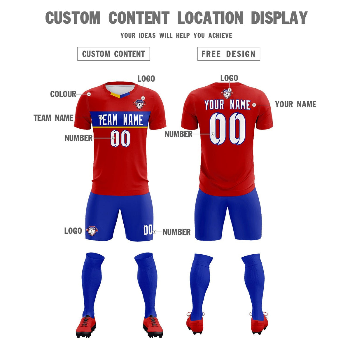 Custom Red Classic Sports kit Football Shirt Jersey