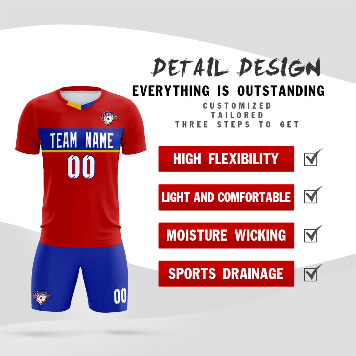 Custom Red Classic Sports kit Football Shirt Jersey