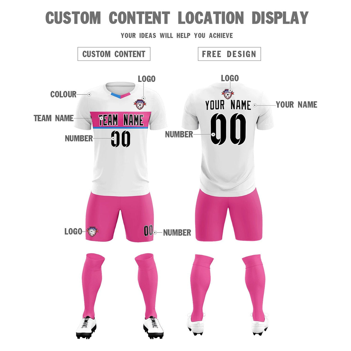Custom White Classic Sports Sets Soccer Shirt Jersey