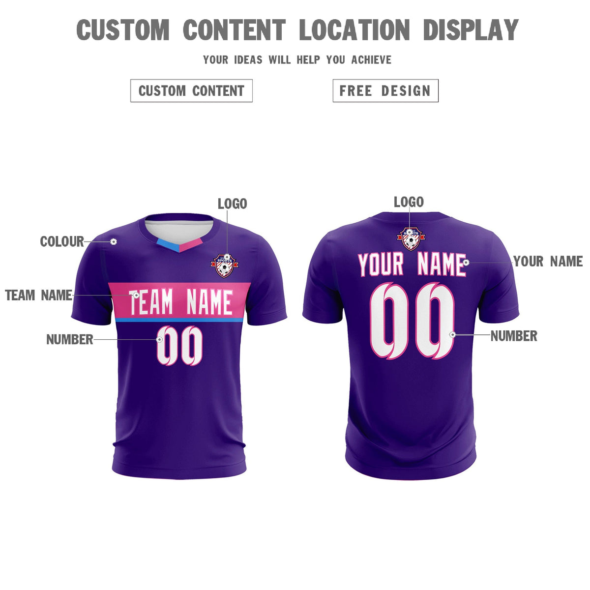 Custom Purple Classic Sports Sets Soccer Shirt Jersey