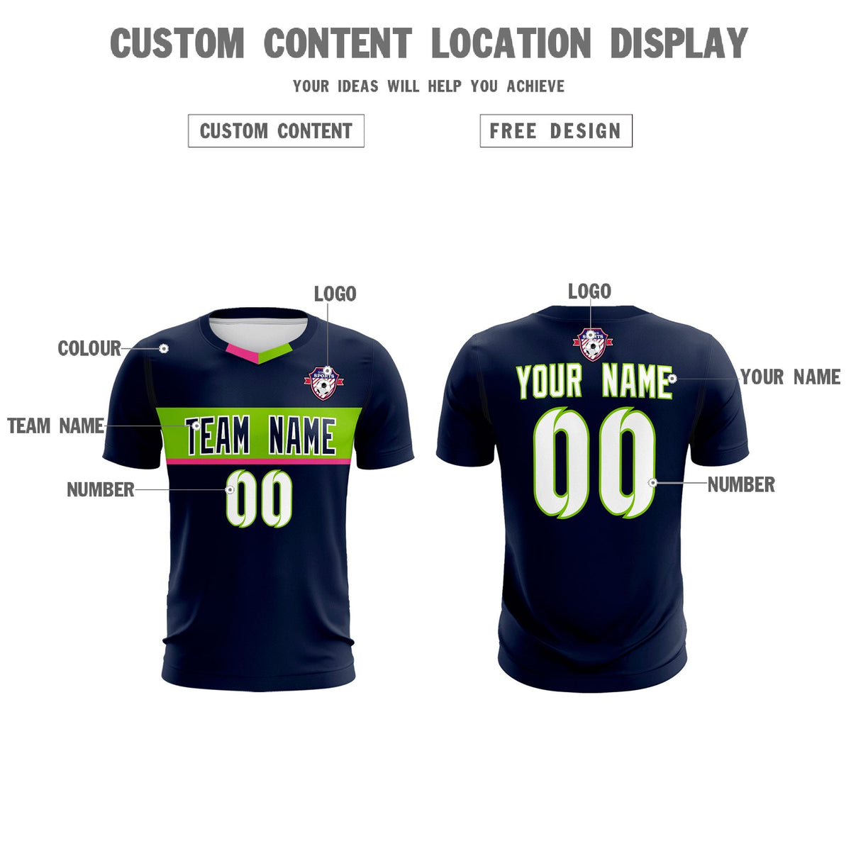Custom Navy Classic Sports kit Football Shirt Jersey