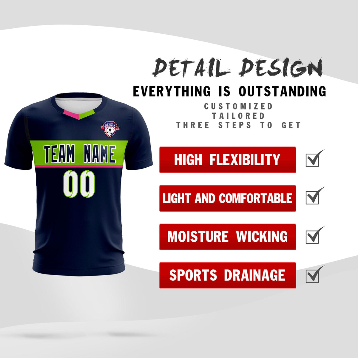 Custom Navy Classic Sports kit Football Shirt Jersey