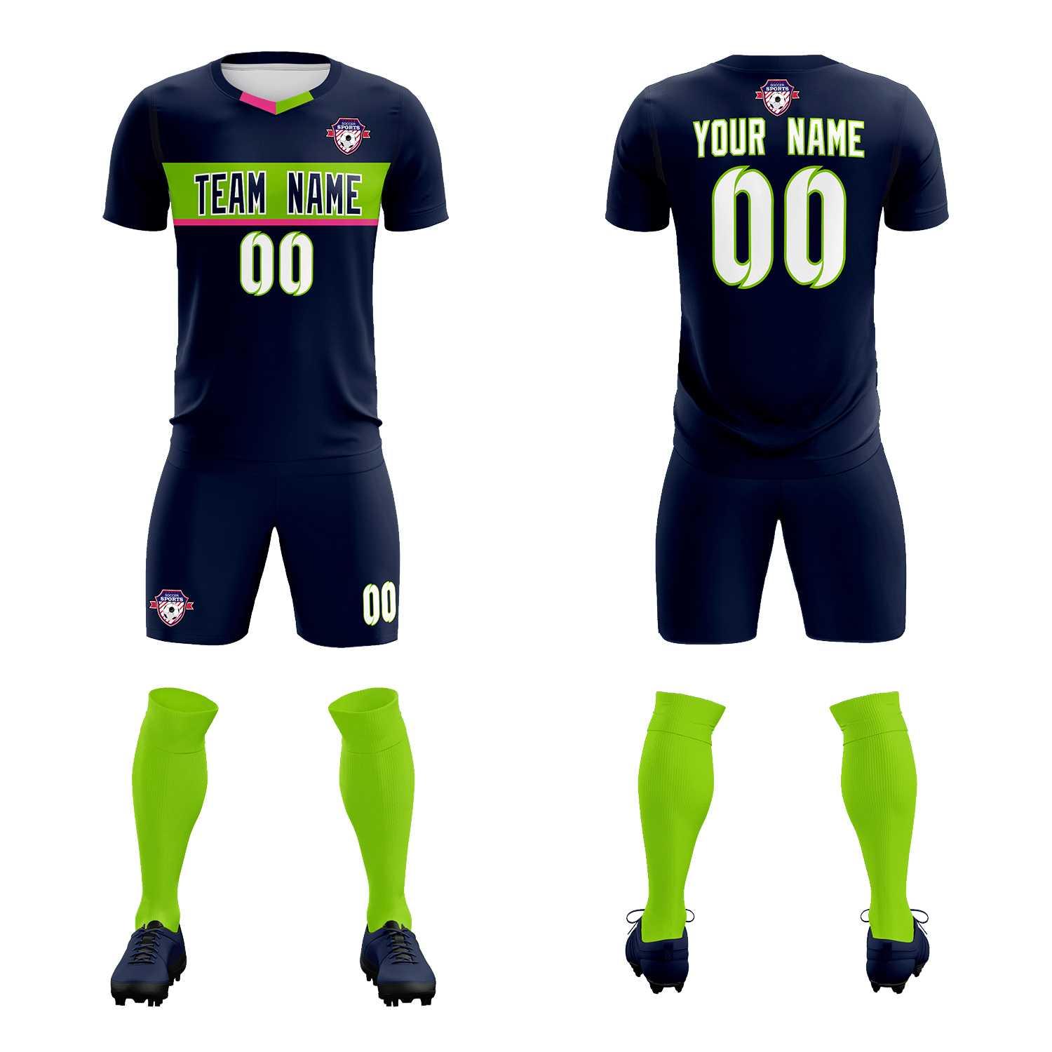 Custom Navy Classic Sports kit Football Shirt Jersey