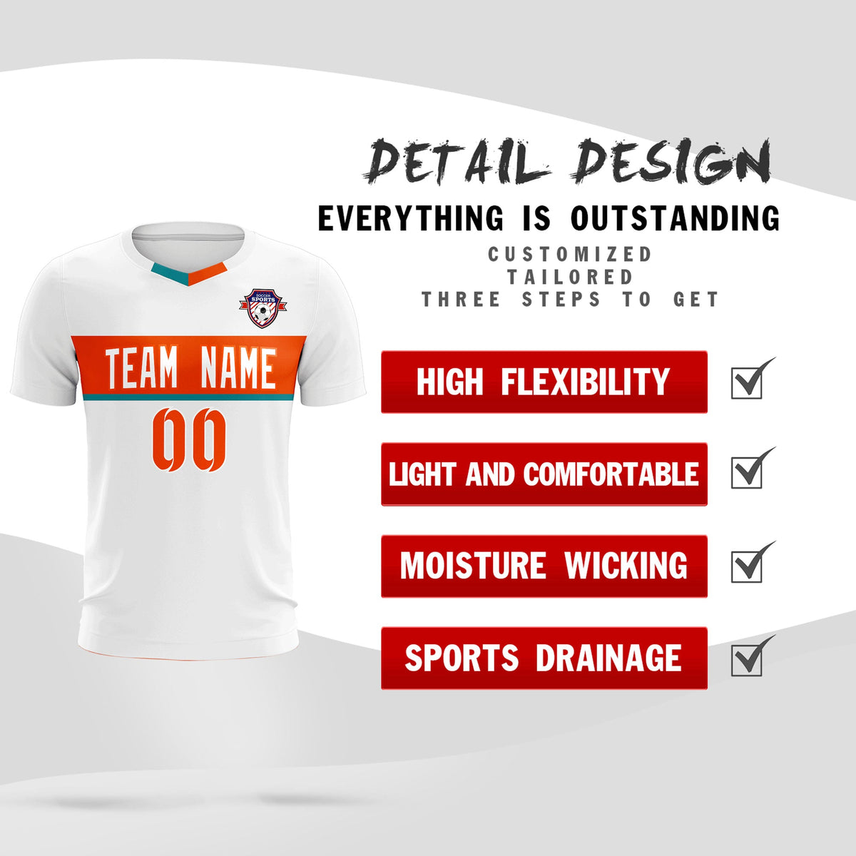 Custom White Classic Sports Sets Soccer Shirt Jersey