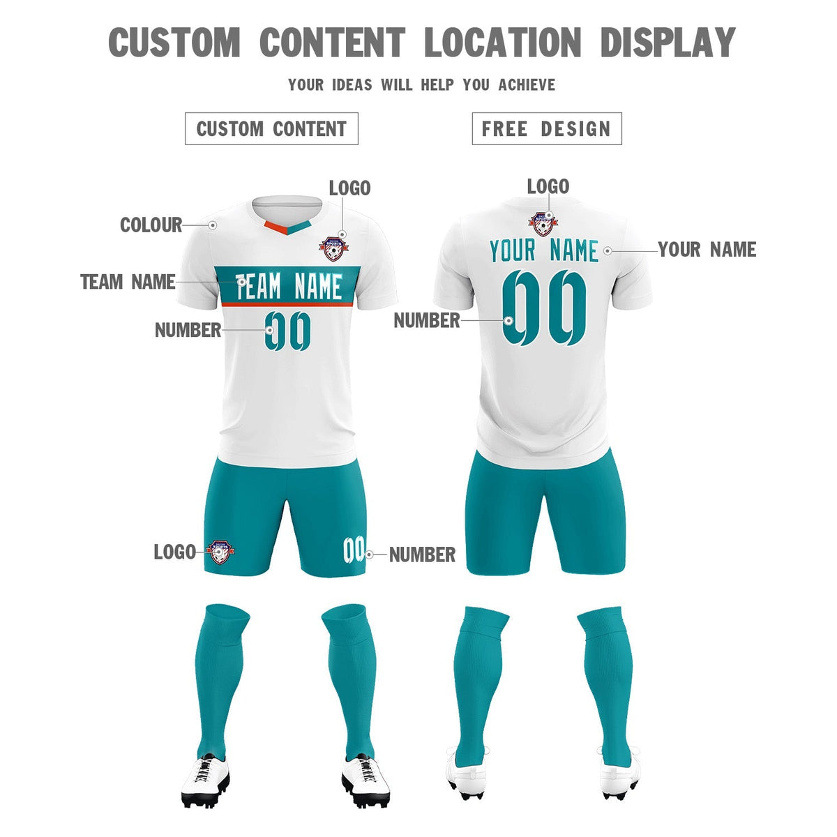 Custom White Classic Sports Sets Soccer Shirt Jersey
