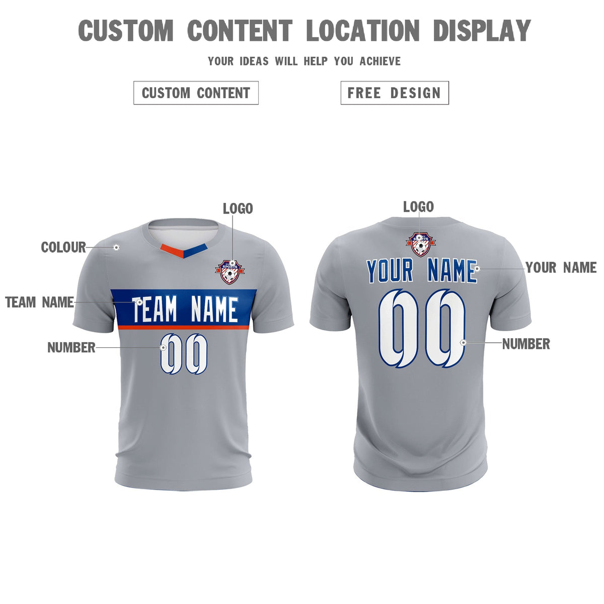 Custom Gray Classic Sports kit Football Shirt Jersey