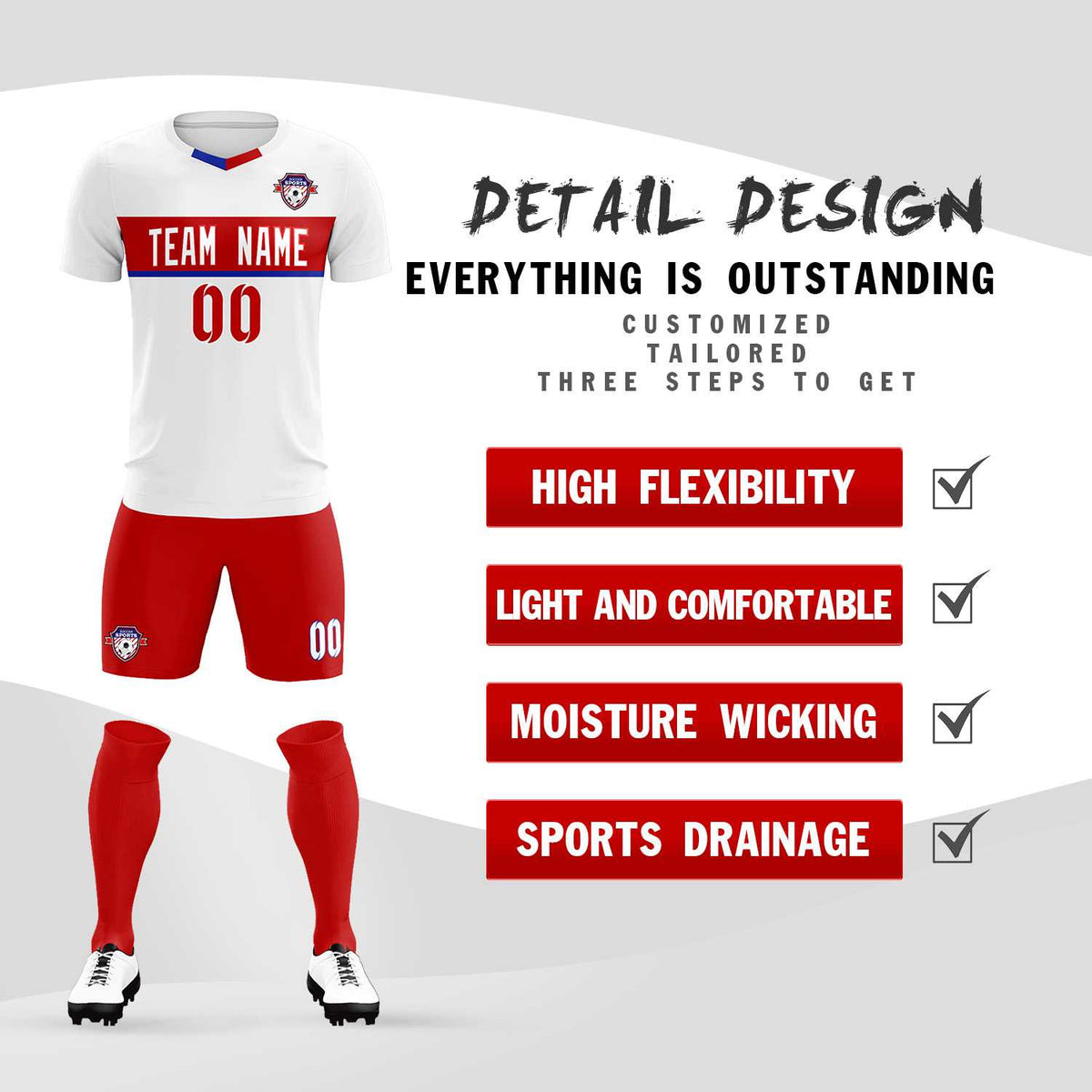 Custom White Classic Sports kit Football Shirt Jersey