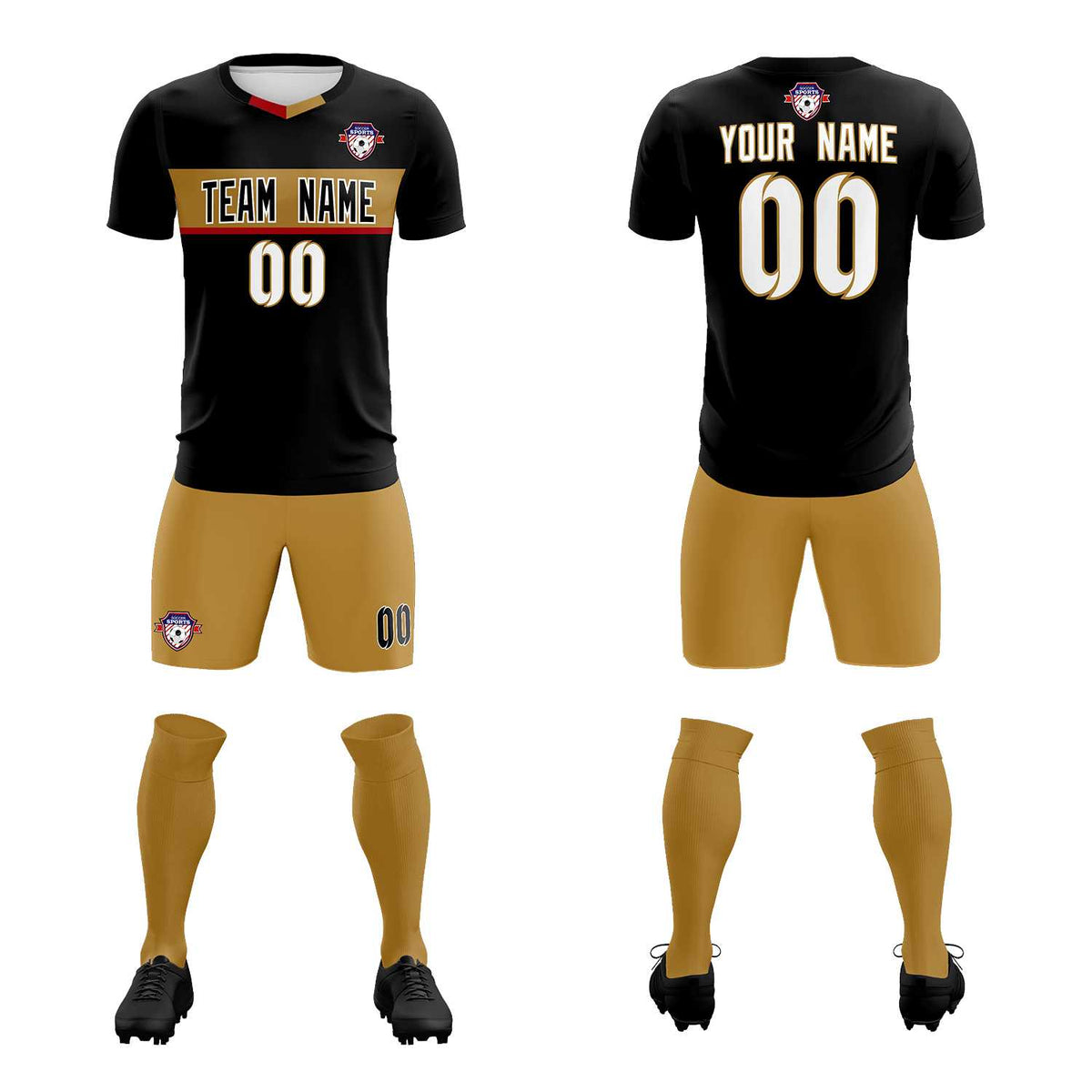 Custom Black Classic Sports Sets Soccer Shirt Jersey