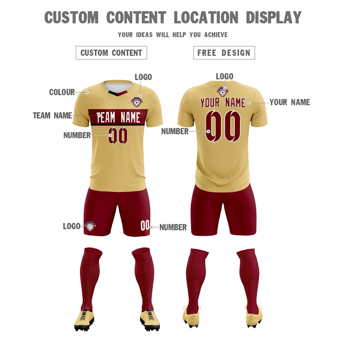 Custom Khaki Classic Sports kit Football Shirt Jersey