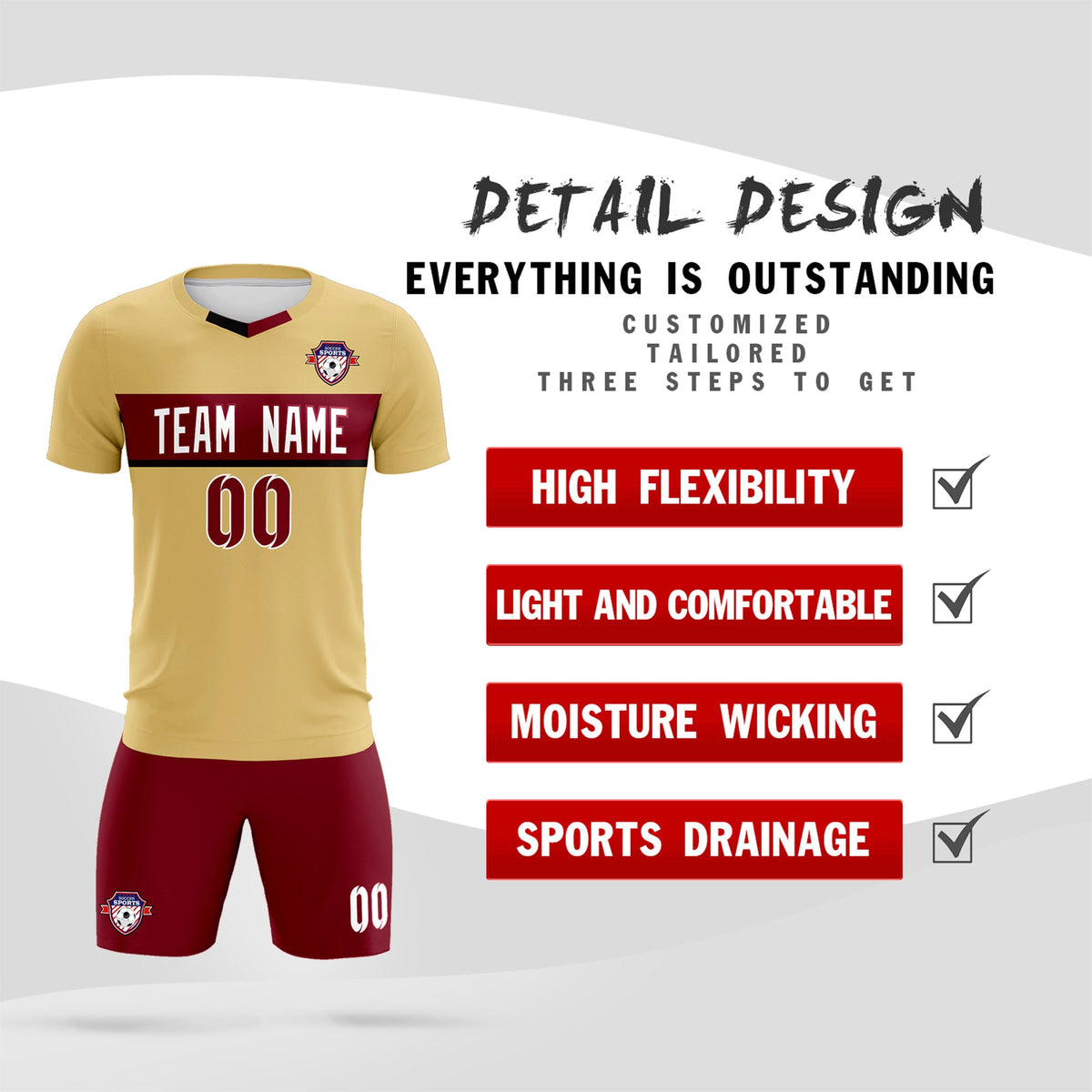 Custom Khaki Classic Sports Sets Soccer Shirt Jersey