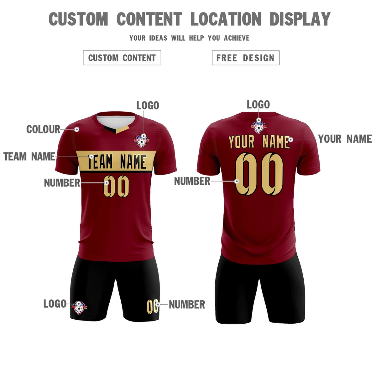 Custom Crimson Classic Sports Sets Soccer Shirt Jersey