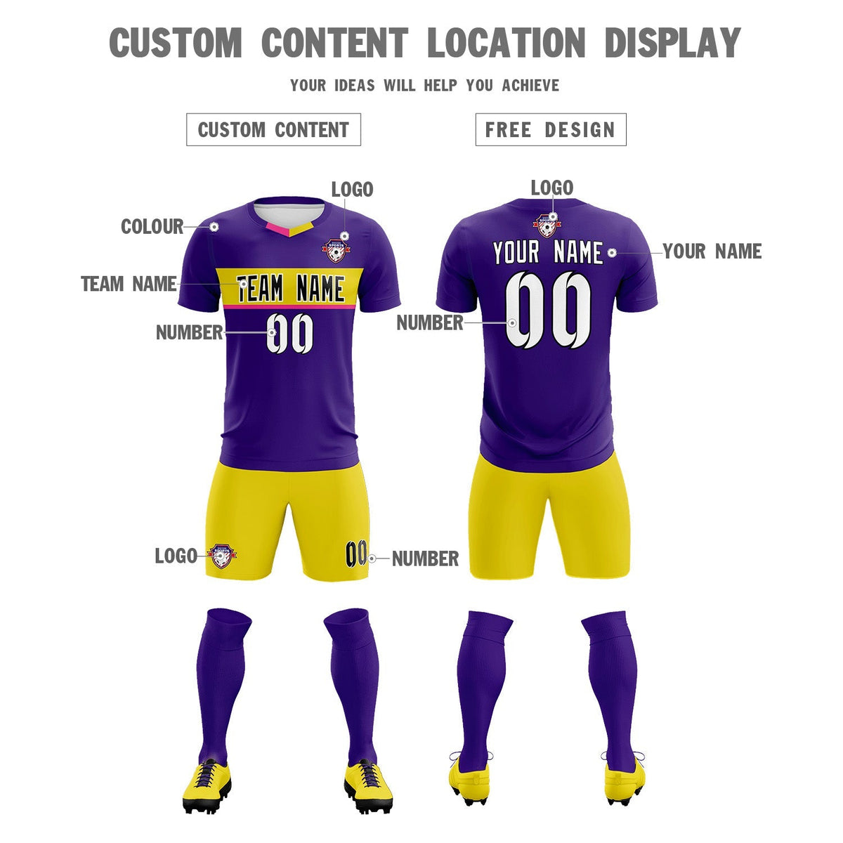 Custom Purple Classic Sports Sets Soccer Shirt Jersey