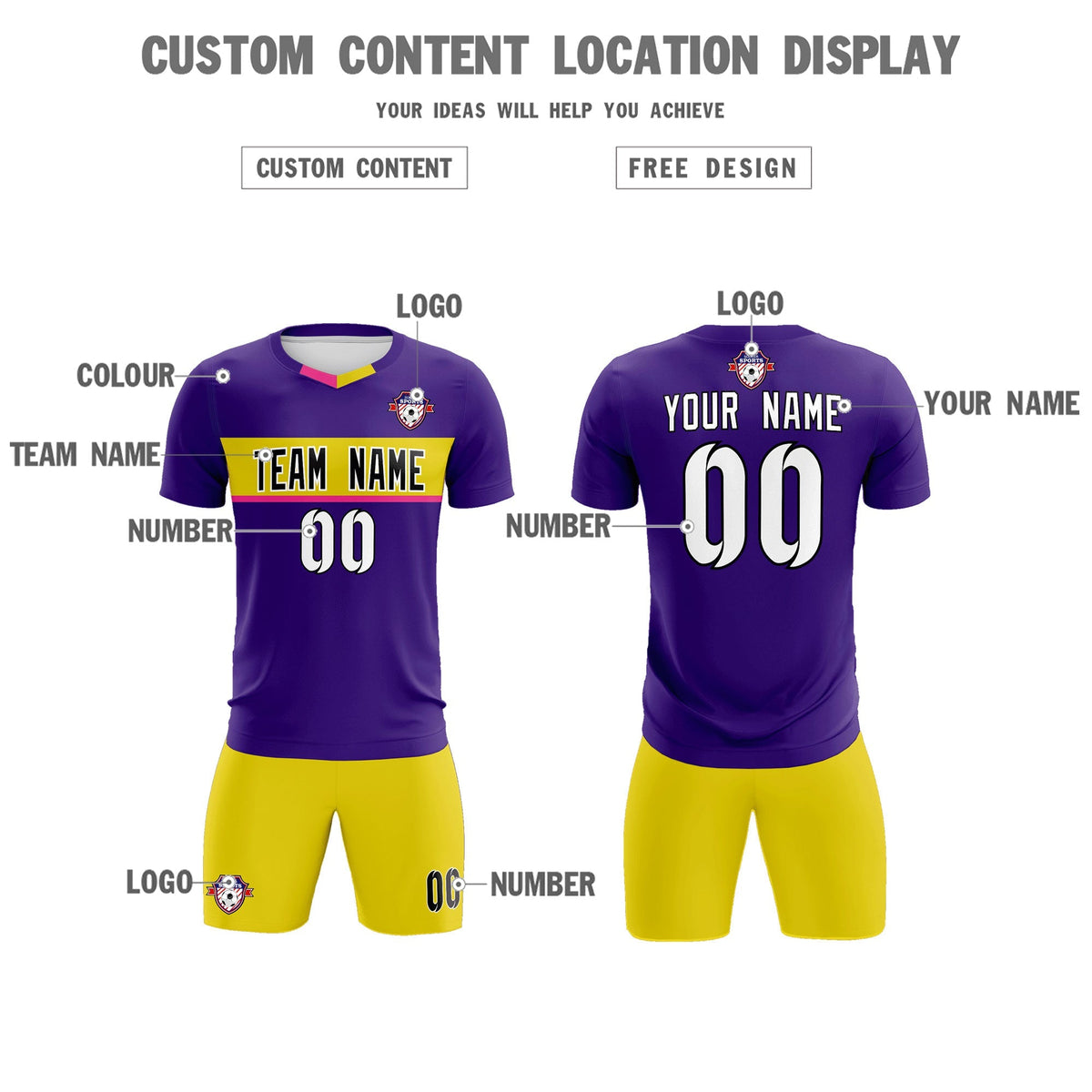 Custom Purple Classic Sports kit Football Shirt Jersey