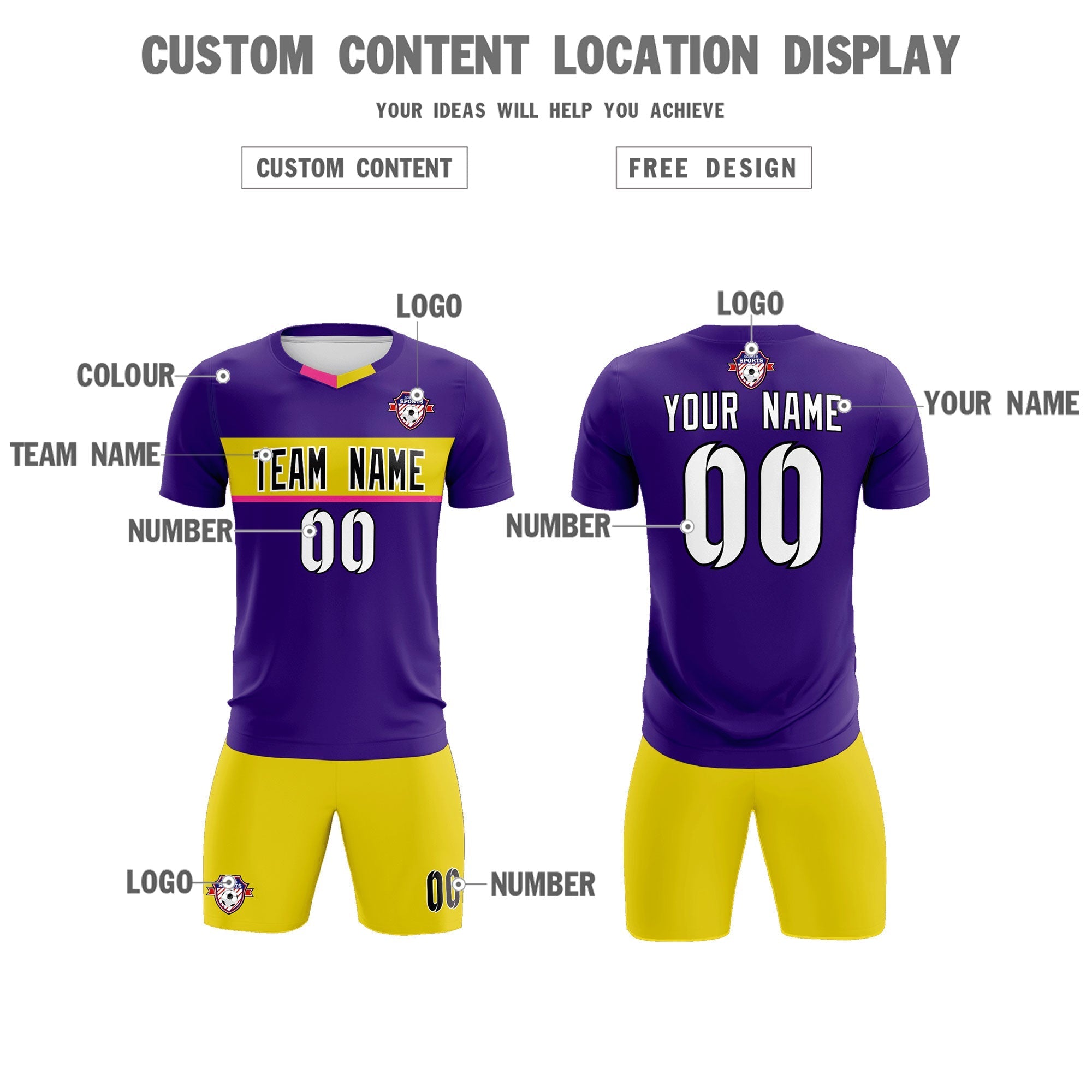 Custom Purple Classic Sports kit Football Shirt Jersey
